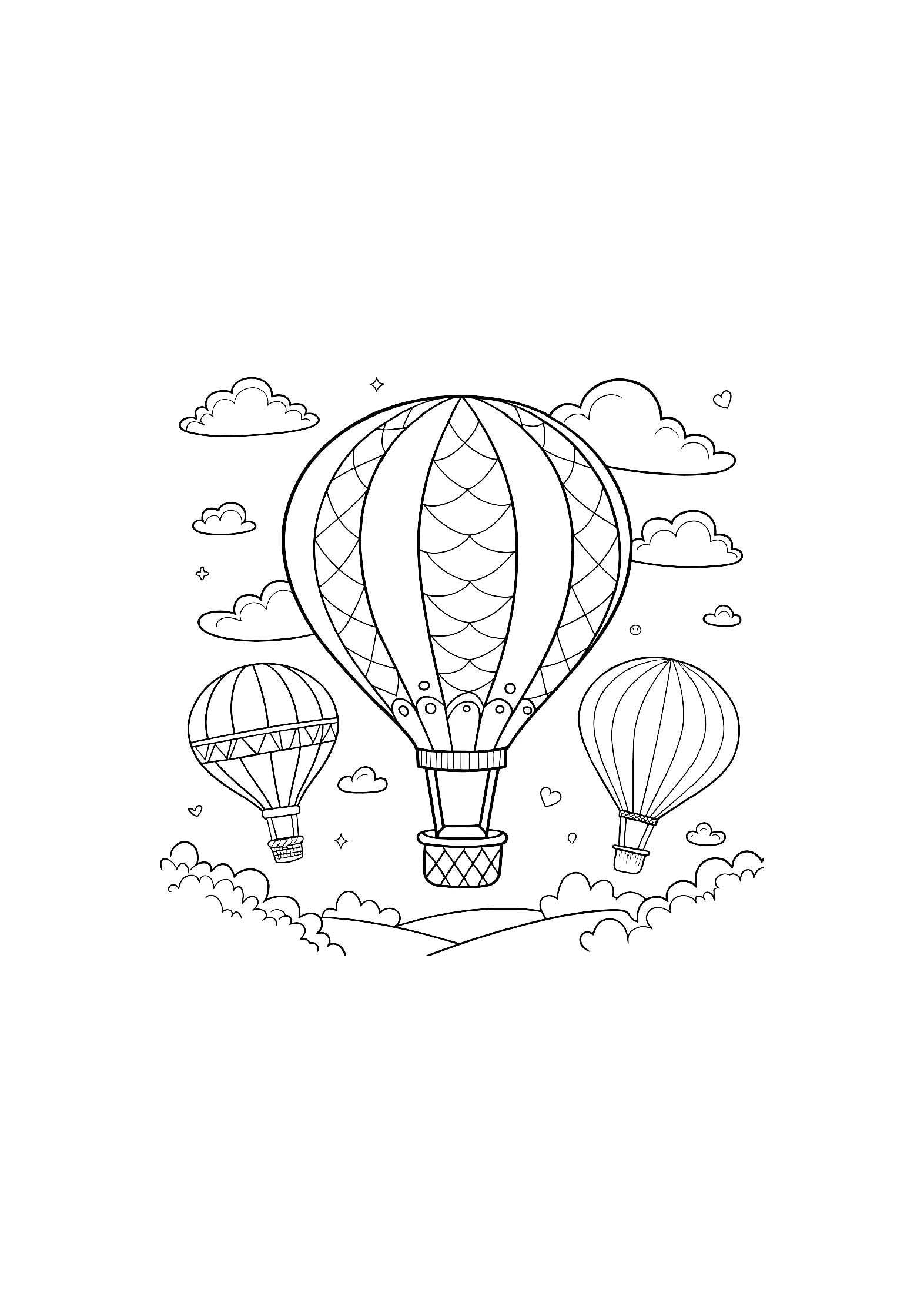 Hot Air Balloons Coloring Book for Kids – 20 Printable A4 Pages – Beautiful and Whimsical Balloon Illustrations – Digital PDF Download