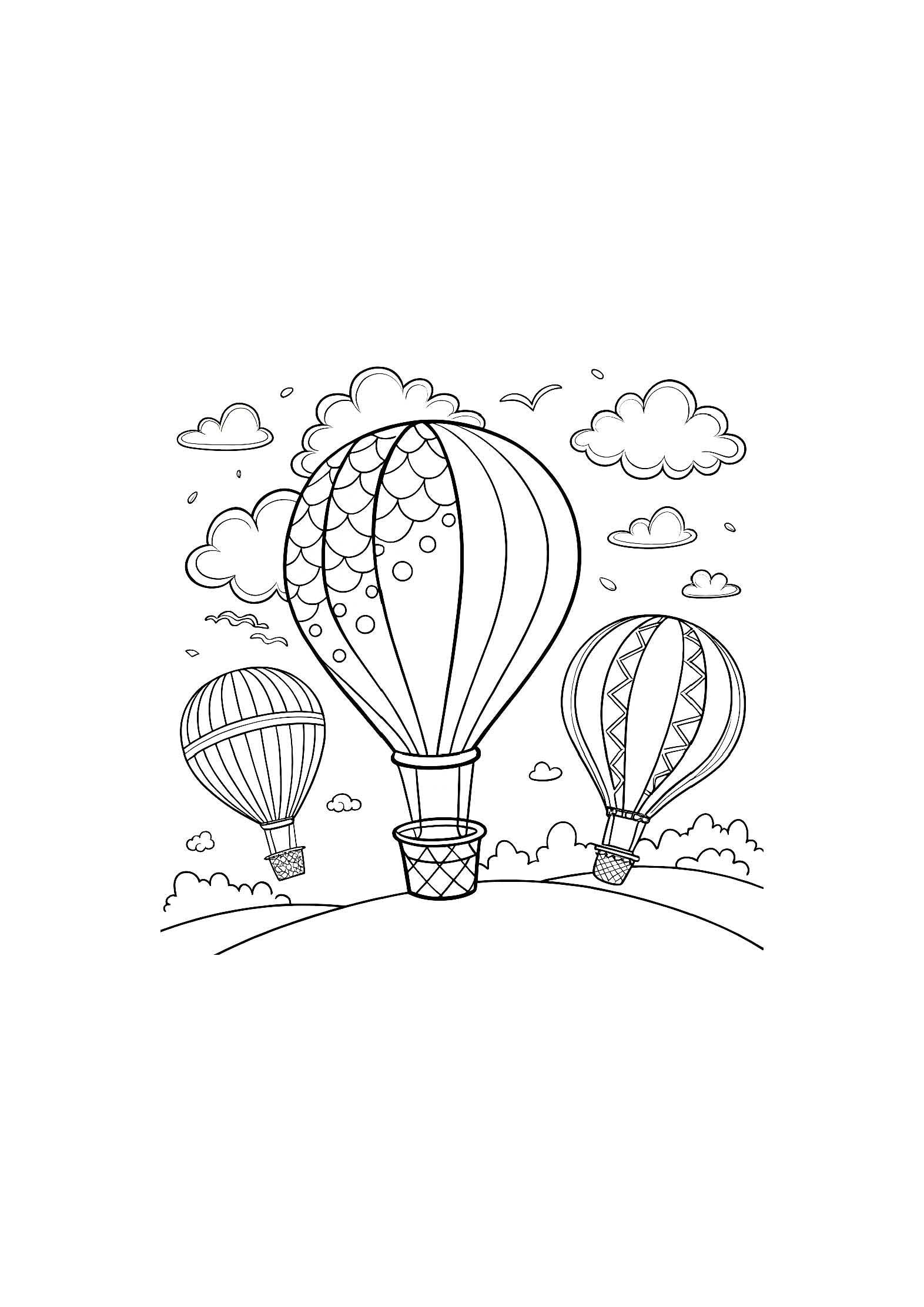 Hot Air Balloons Coloring Book for Kids – 20 Printable A4 Pages – Beautiful and Whimsical Balloon Illustrations – Digital PDF Download