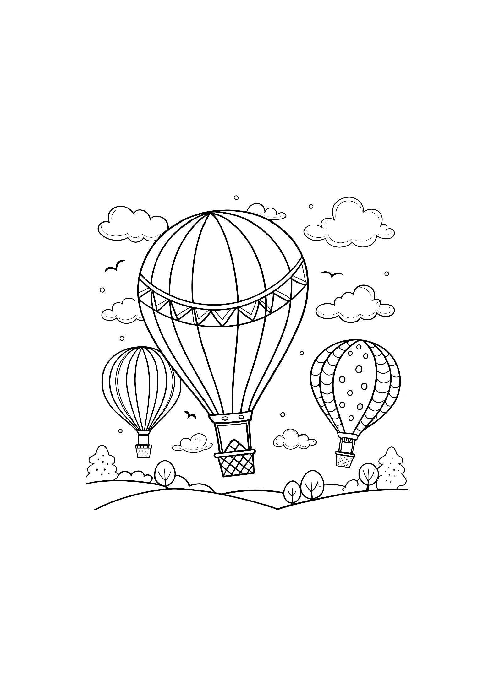 Hot Air Balloons Coloring Book for Kids – 20 Printable A4 Pages – Beautiful and Whimsical Balloon Illustrations – Digital PDF Download