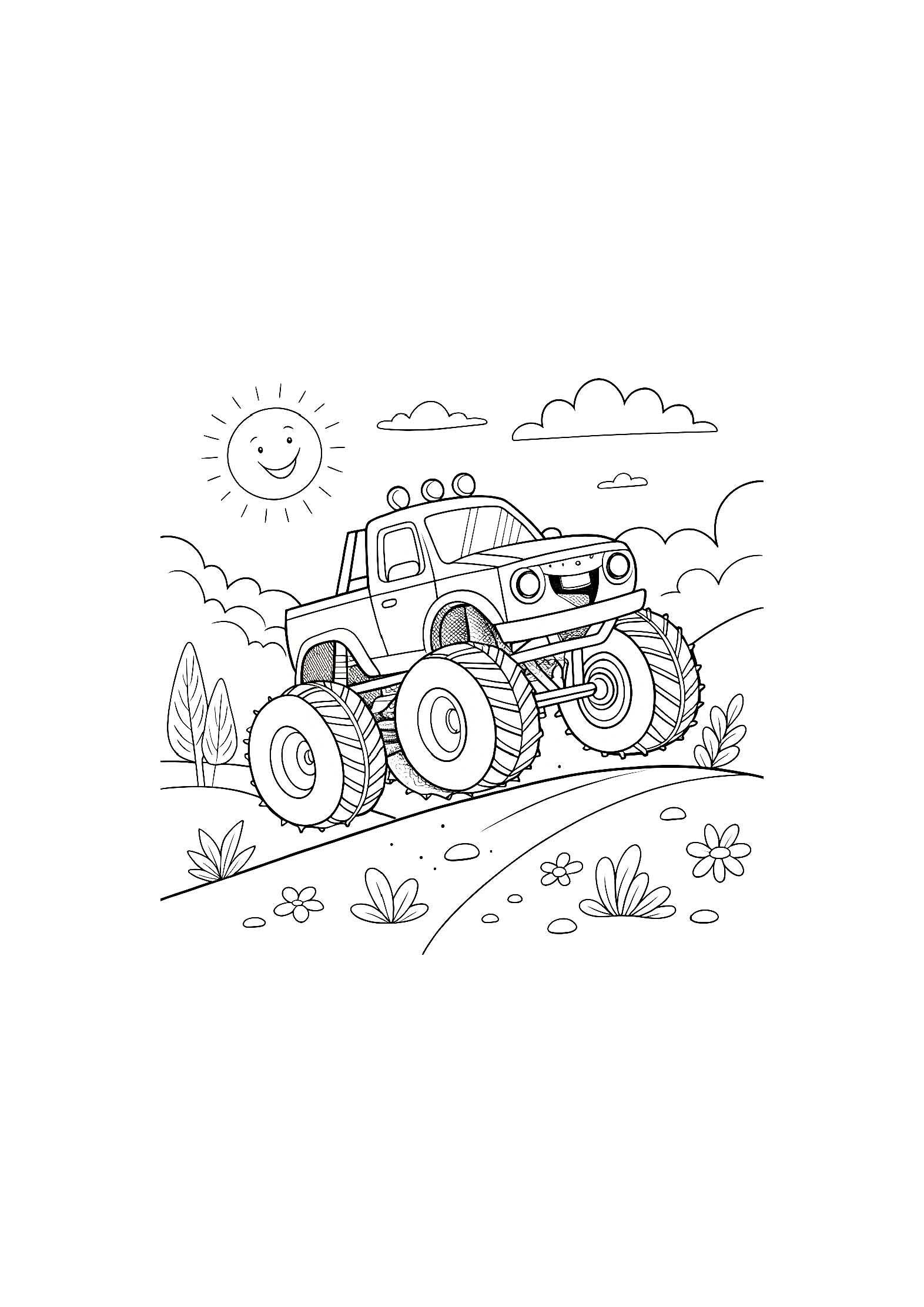 Monster Trucks Coloring Book for Kids – 20 Printable A4 Pages – Big and Bold Truck Illustrations – Digital PDF Download