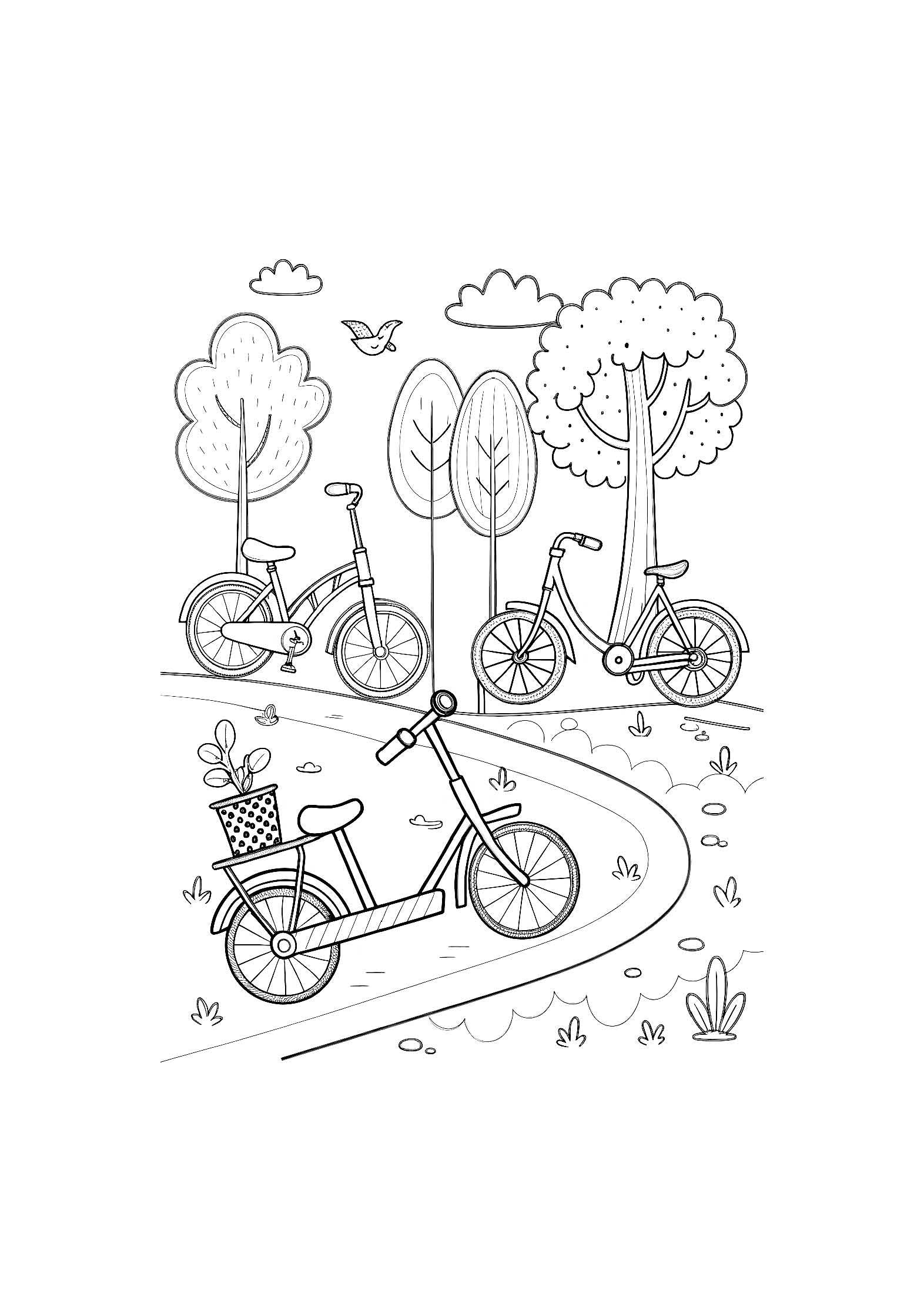 Bicycles & Scooters Coloring Book for Kids – 20 Printable A4 Pages – Fun and Detailed Ride Illustrations – Digital PDF Download