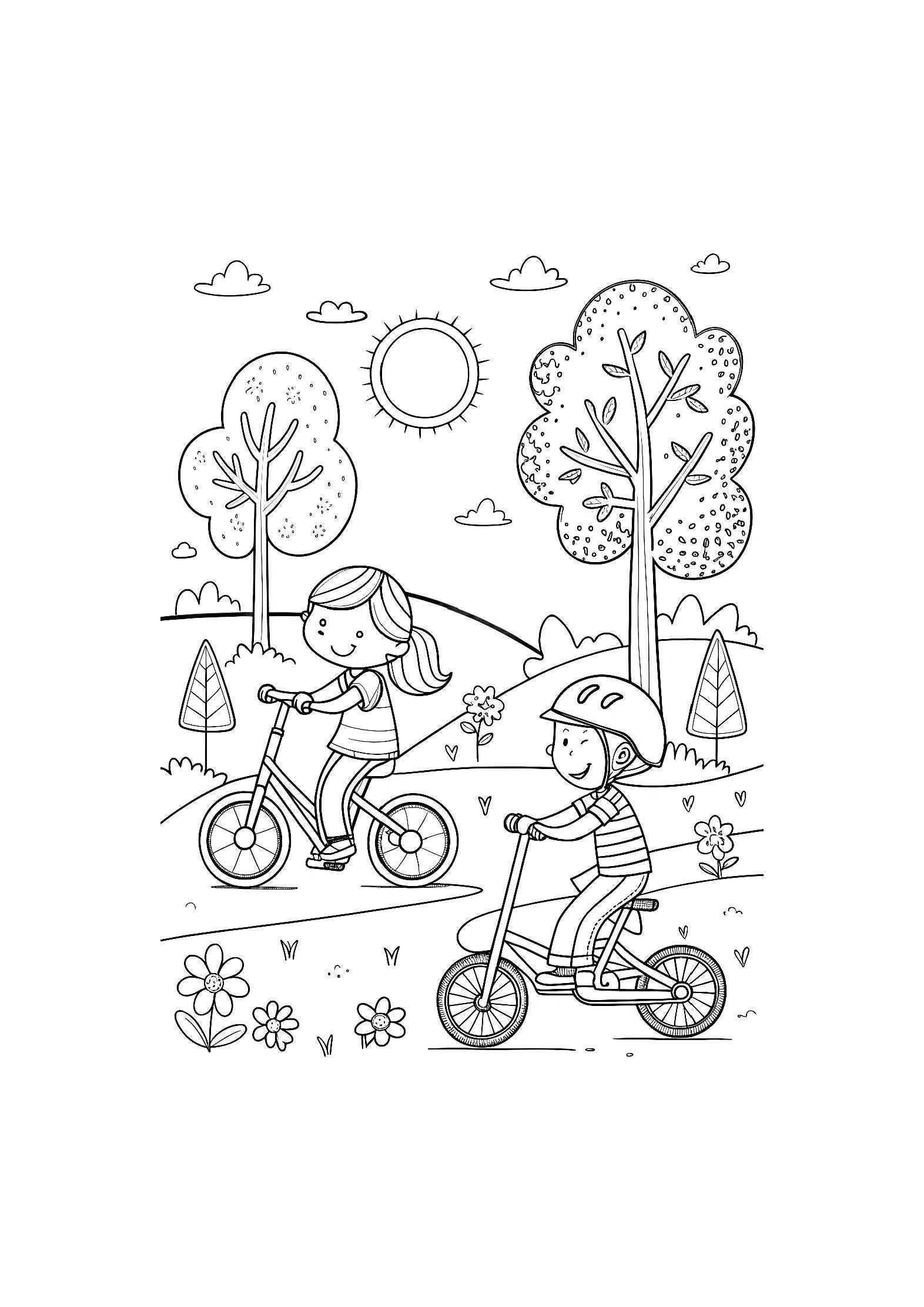 Bicycles & Scooters Coloring Book for Kids – 20 Printable A4 Pages – Fun and Detailed Ride Illustrations – Digital PDF Download