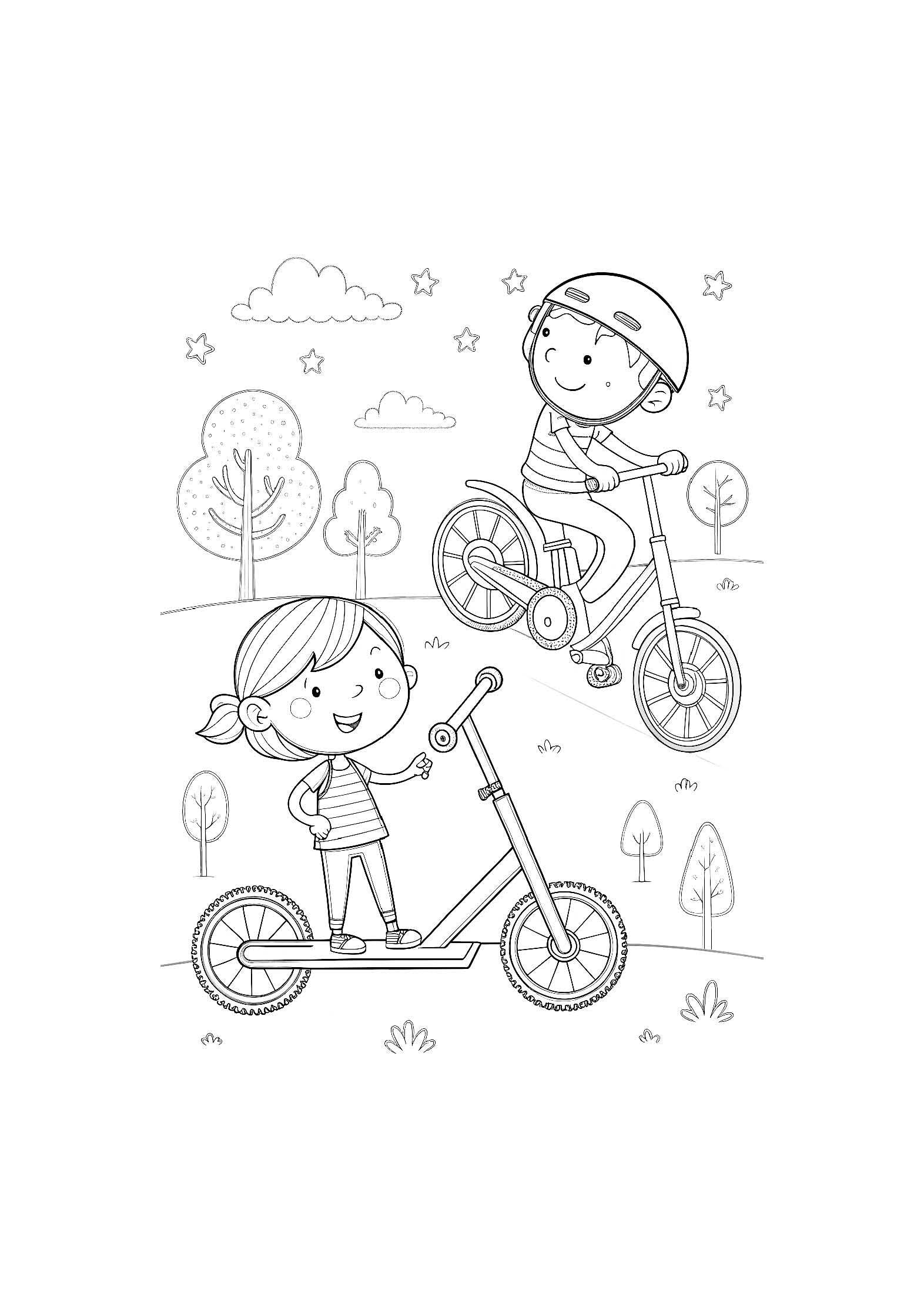 Bicycles & Scooters Coloring Book for Kids – 20 Printable A4 Pages – Fun and Detailed Ride Illustrations – Digital PDF Download