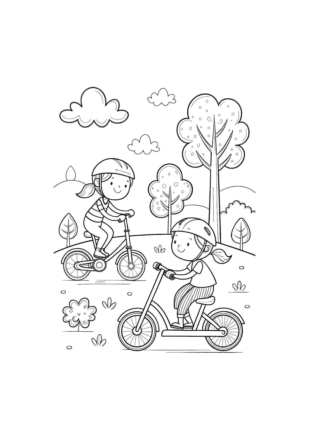 Bicycles & Scooters Coloring Book for Kids – 20 Printable A4 Pages – Fun and Detailed Ride Illustrations – Digital PDF Download