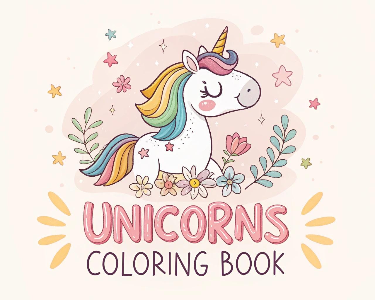 Unicorns Coloring Book for Kids – 20 Printable A4 Pages – Magical and Whimsical Unicorn Illustrations – Digital PDF Download