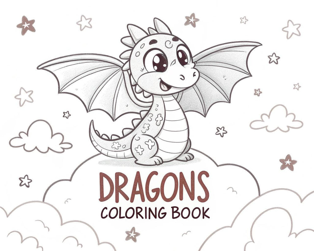 Dragons Coloring Book for Kids – 20 Printable A4 Pages – Fierce and Magical Dragon Illustrations – Digital PDF Download