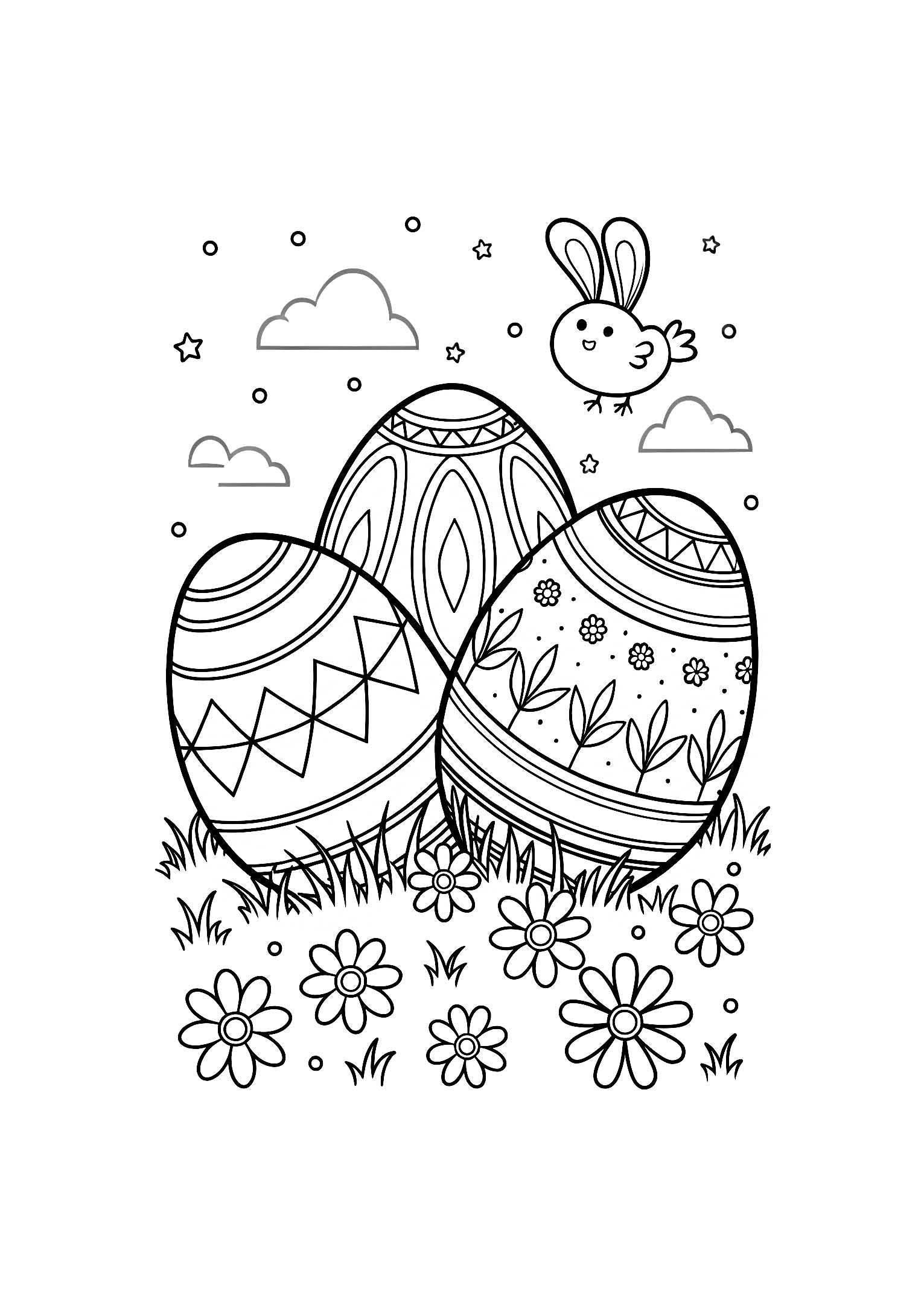 Easter Eggs Coloring Book for Kids – 20 Printable A4 Pages | Digital PDF Download