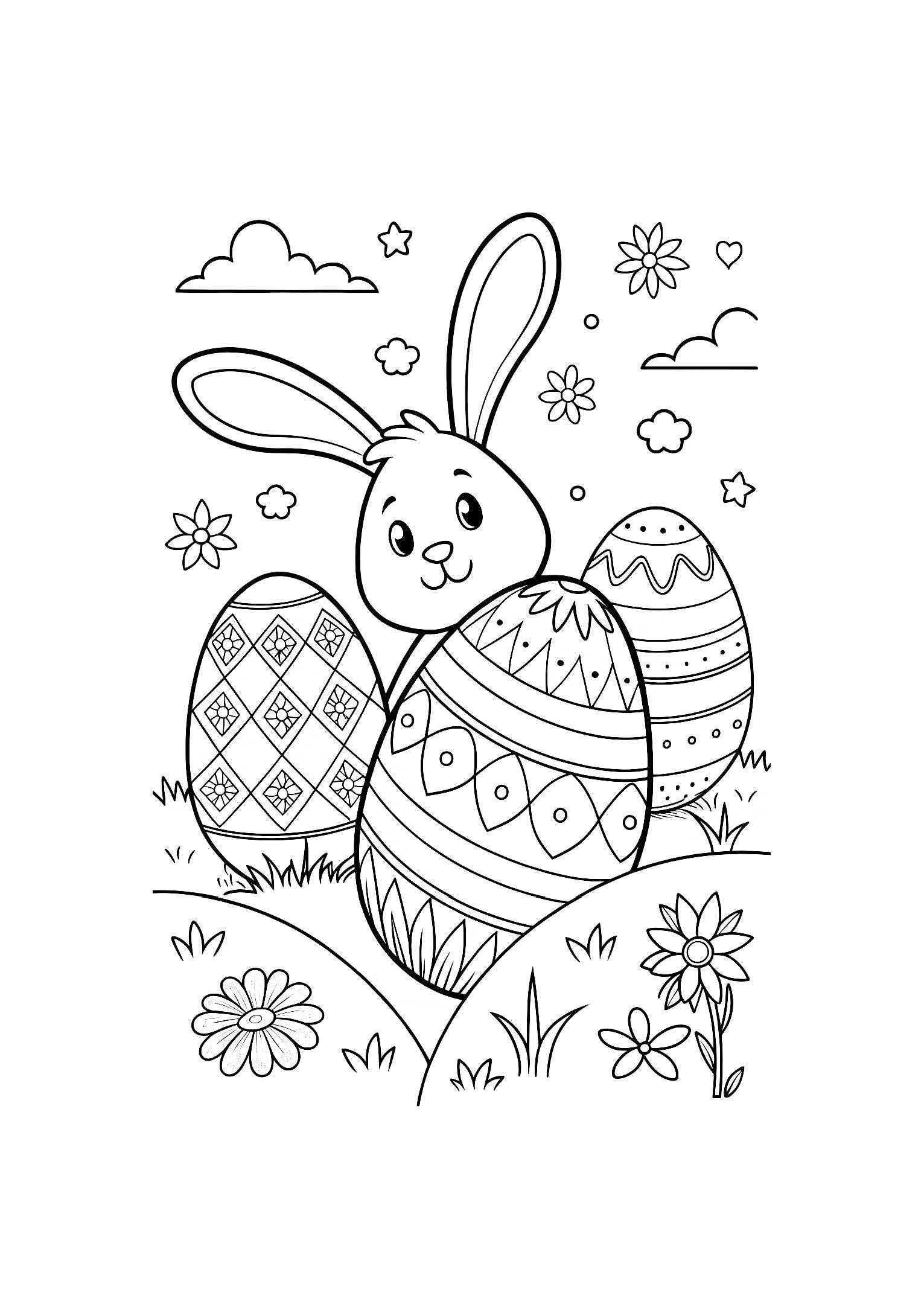 Easter Eggs Coloring Book for Kids – 20 Printable A4 Pages | Digital PDF Download