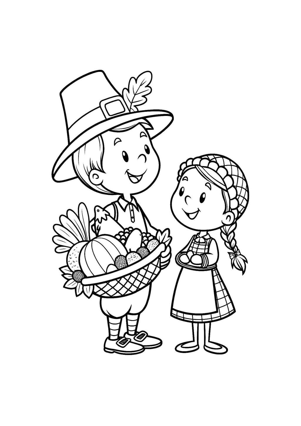 Thanksgiving Time Coloring Book for Kids – 20 Printable A4 Pages | Digital PDF Download