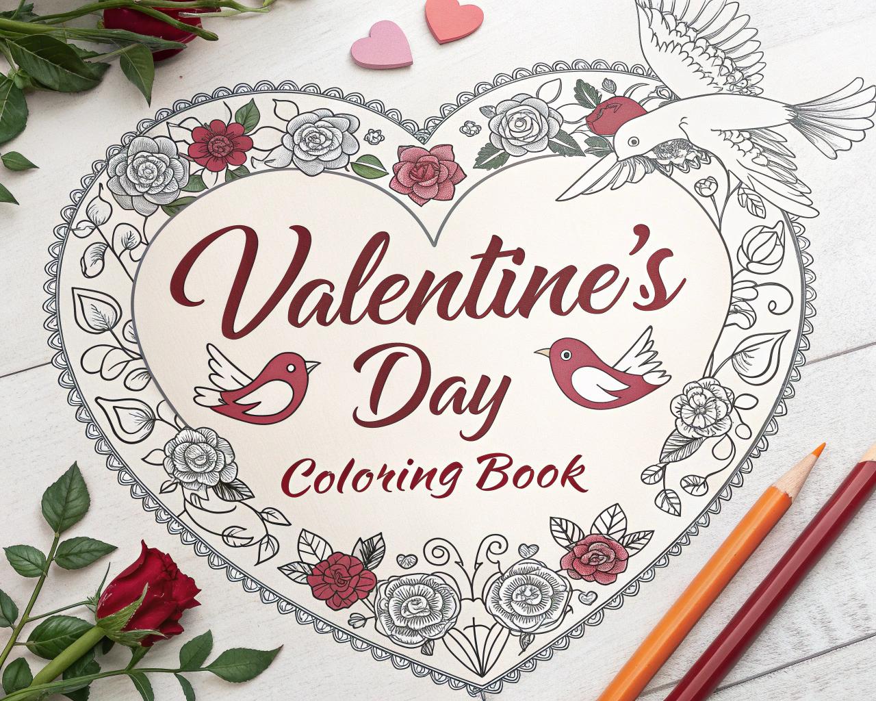 Valentine’s Day Coloring Book for Kids – 20 Printable A4 Pages | Digital PDF Download