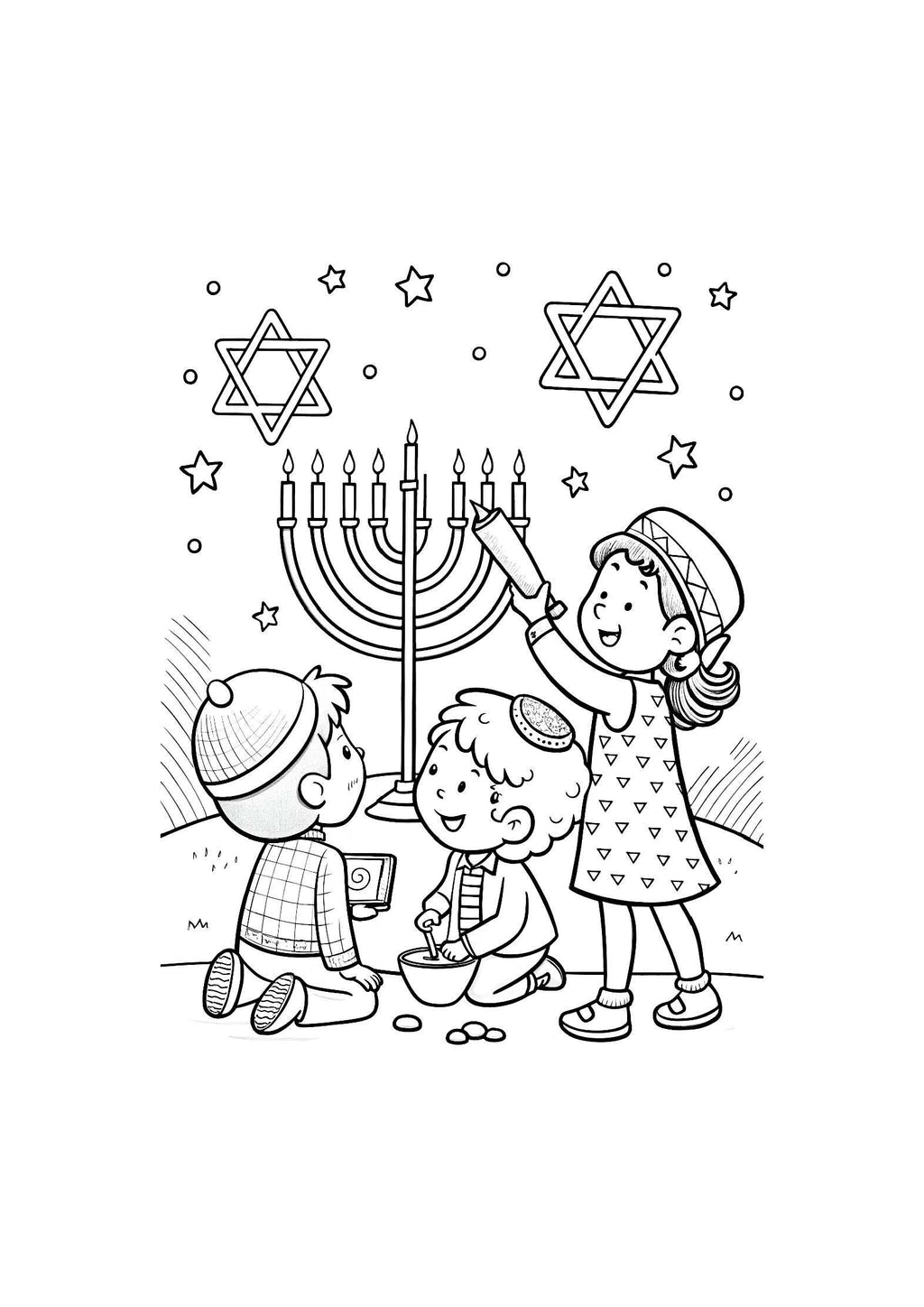 Hanukkah Coloring Book for Kids – 20 Printable A4 Pages | Digital PDF Download