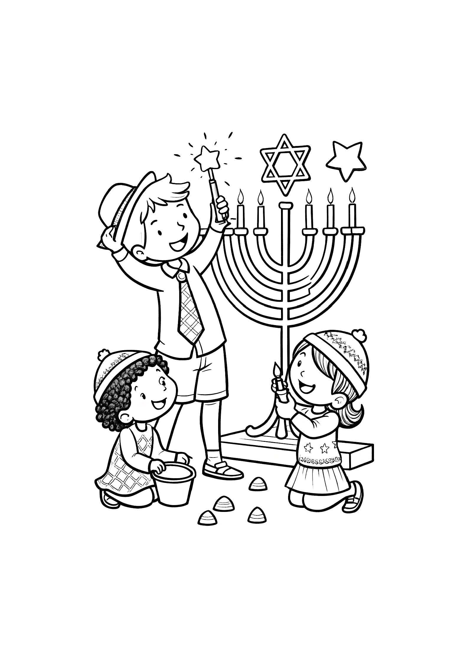 Hanukkah Coloring Book for Kids – 20 Printable A4 Pages | Digital PDF Download