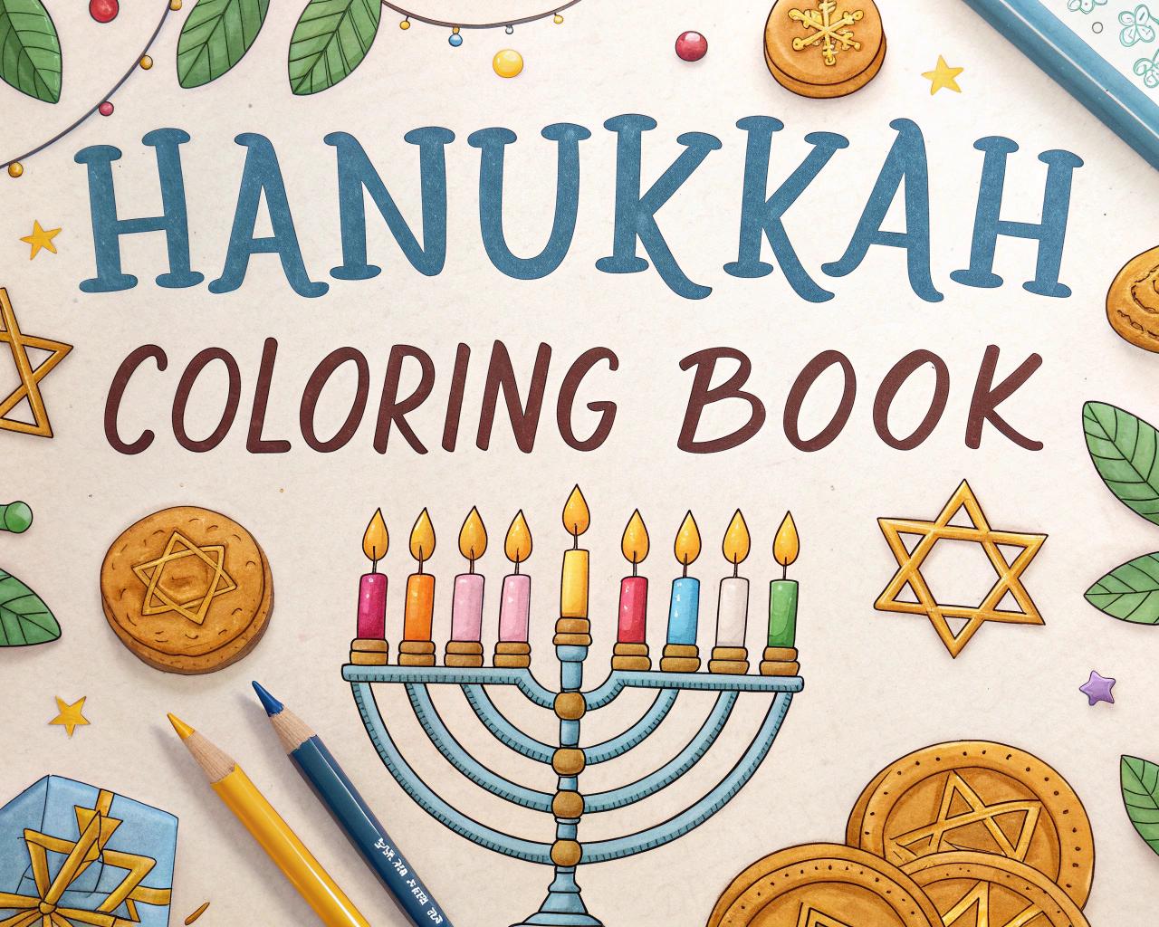 Hanukkah Coloring Book for Kids – 20 Printable A4 Pages | Digital PDF Download