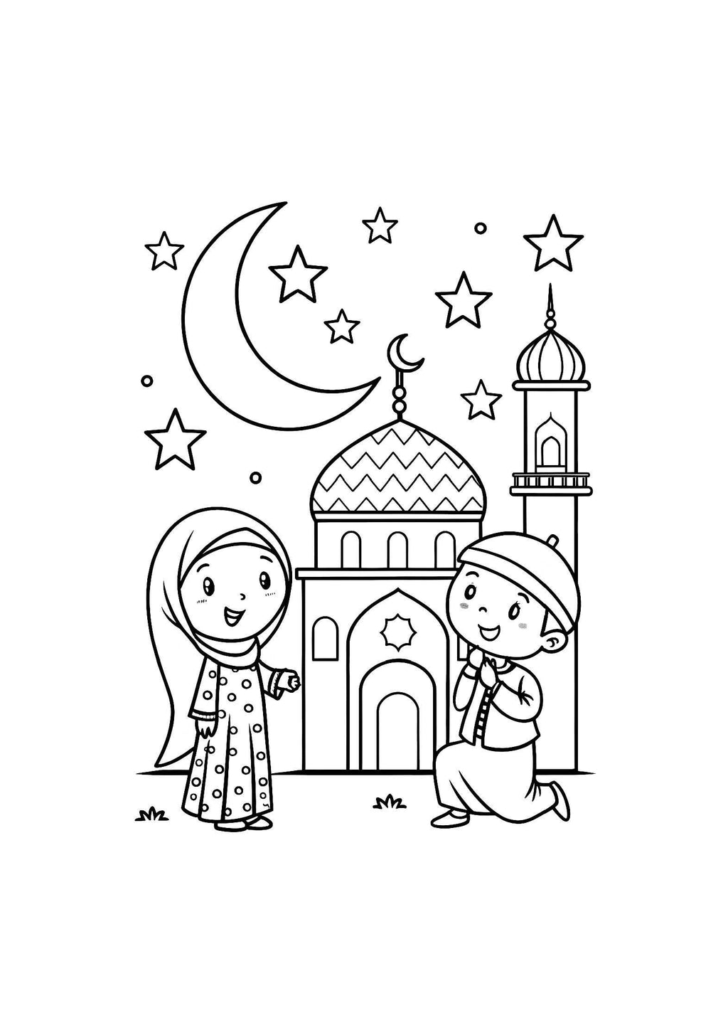 Ramadan & Eid Coloring Book for Kids – 20 Printable A4 Pages | Digital PDF Download