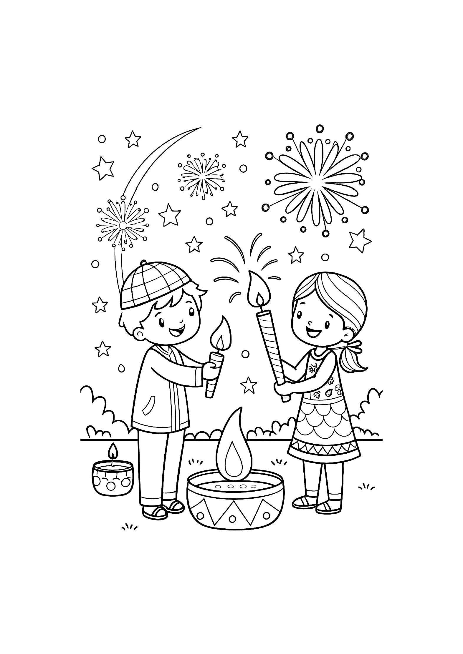 Diwali Coloring Book for Children – 20 Printable A4 Pages | Digital PDF Download