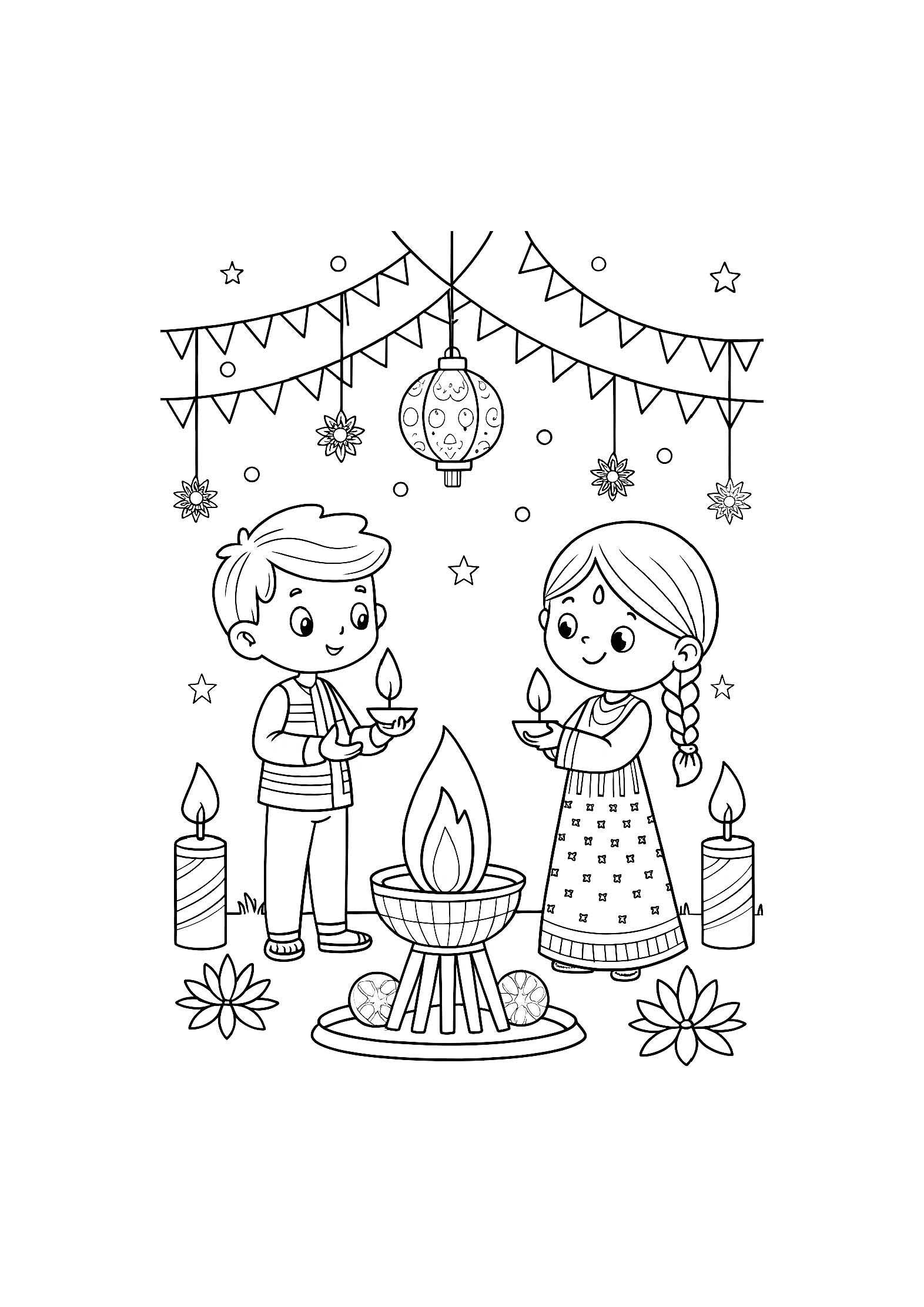 Diwali Coloring Book for Children – 20 Printable A4 Pages | Digital PDF Download