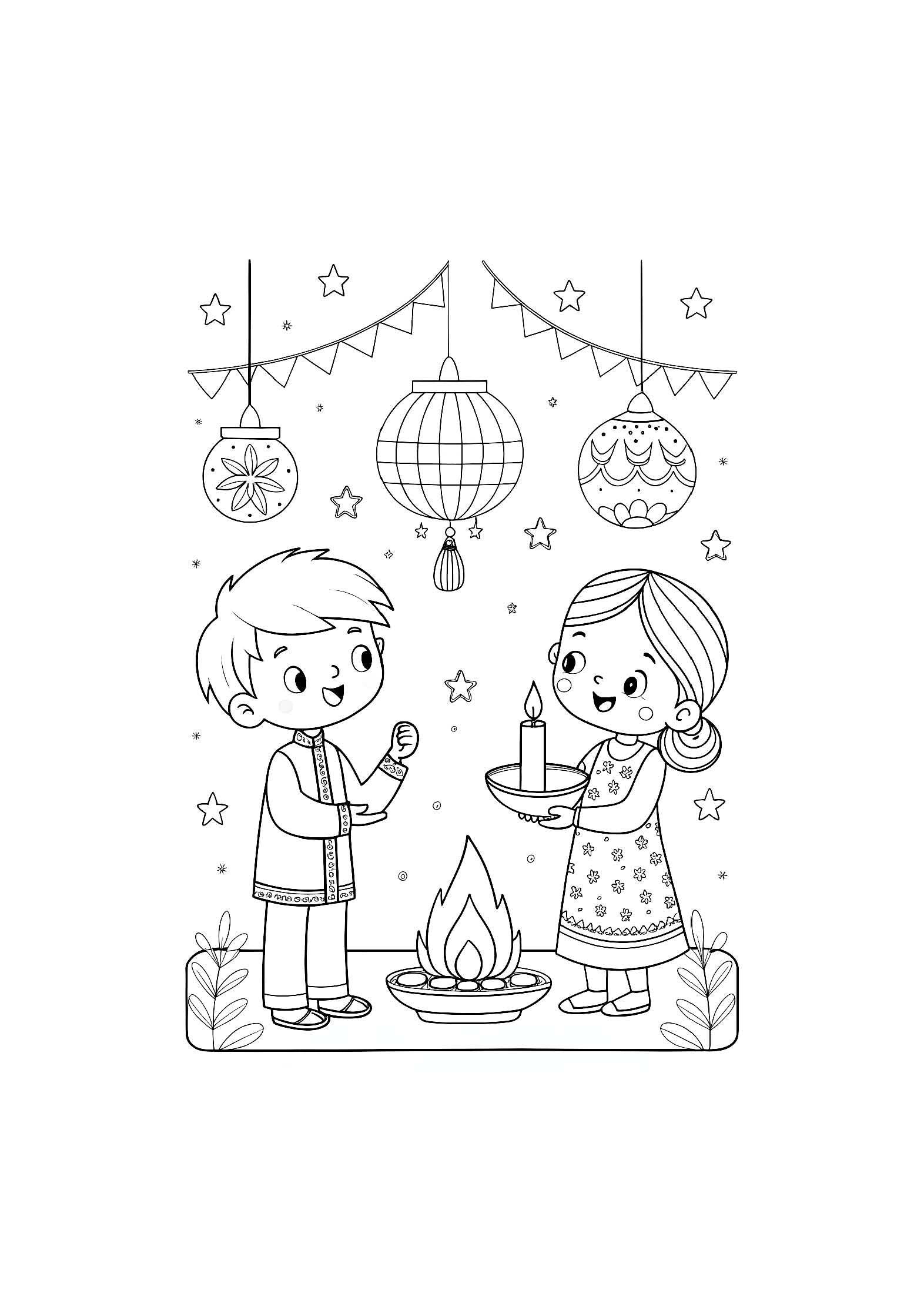 Diwali Coloring Book for Children – 20 Printable A4 Pages | Digital PDF Download