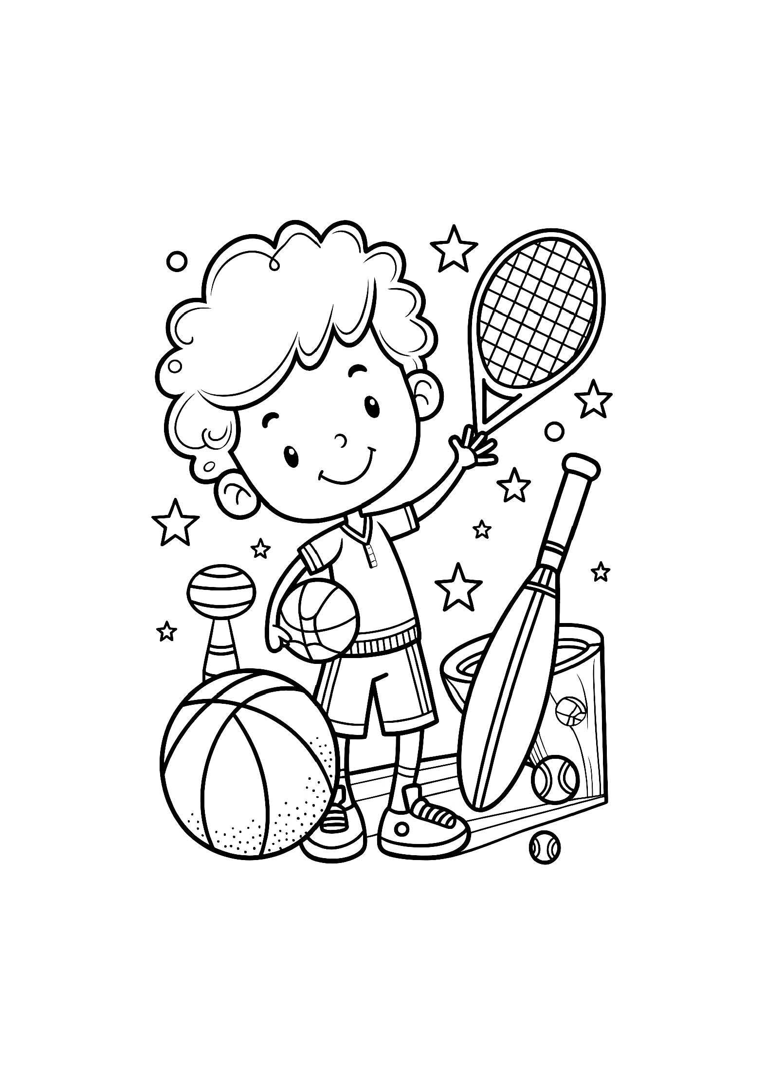 Sports & Games Coloring Book for Kids – 20 Printable A4 Pages | Digital PDF Download