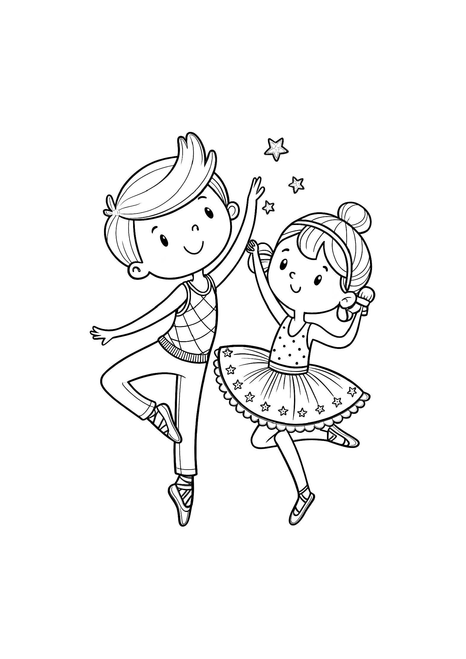 Dance & Ballet Coloring Book for Kids – 20 Printable A4 Pages | Digital PDF Download