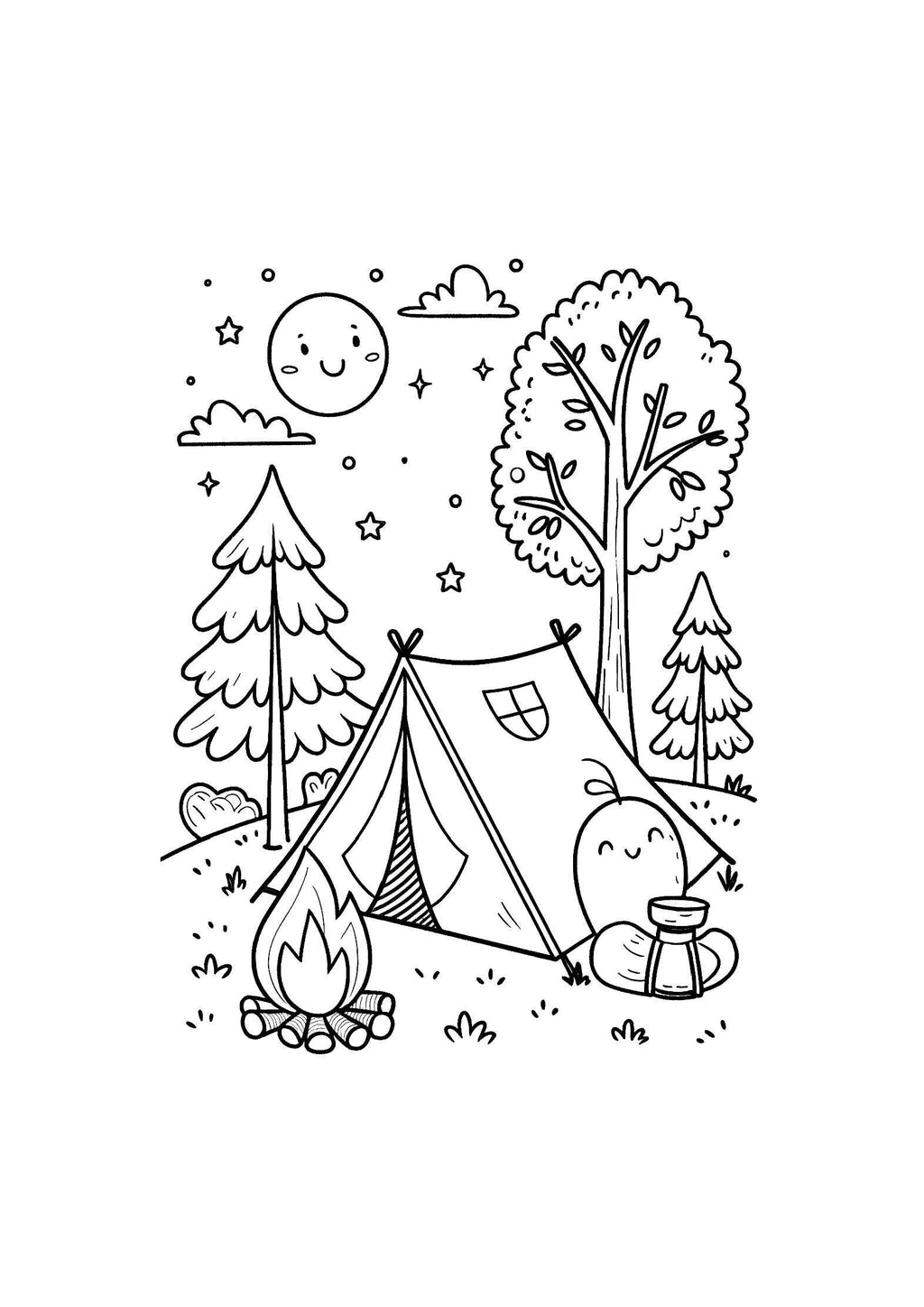 Camping Fun Coloring Book for Kids – 20 Printable A4 Pages | Digital PDF Download