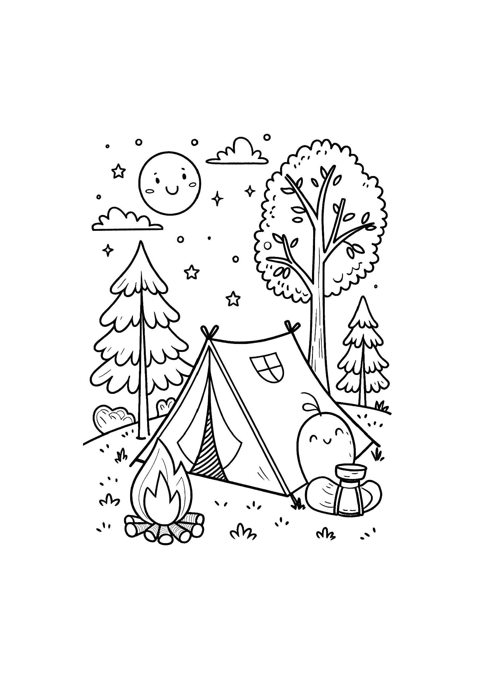 Camping Fun Coloring Book for Kids – 20 Printable A4 Pages | Digital PDF Download