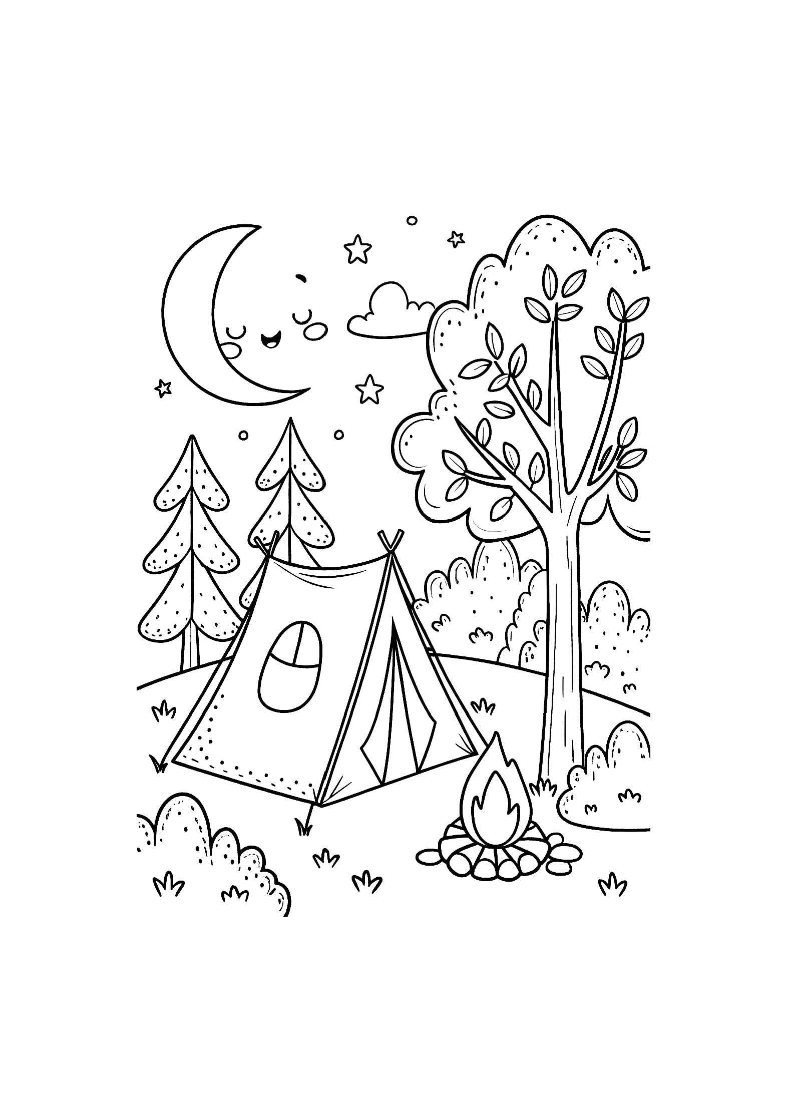 Camping Fun Coloring Book for Kids – 20 Printable A4 Pages | Digital PDF Download