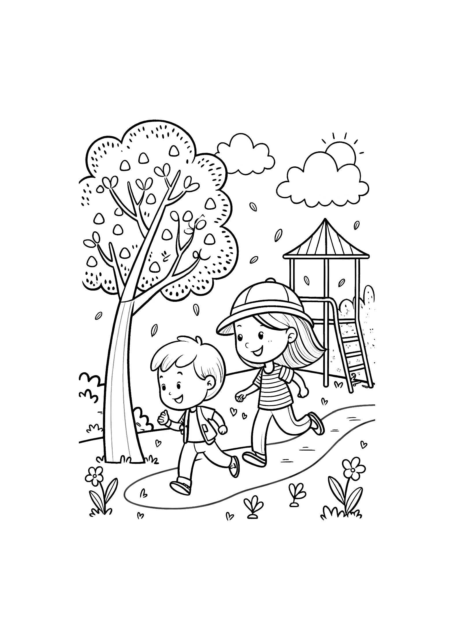 At the Park Coloring Book for Kids – 20 Printable A4 Pages | Digital PDF Download