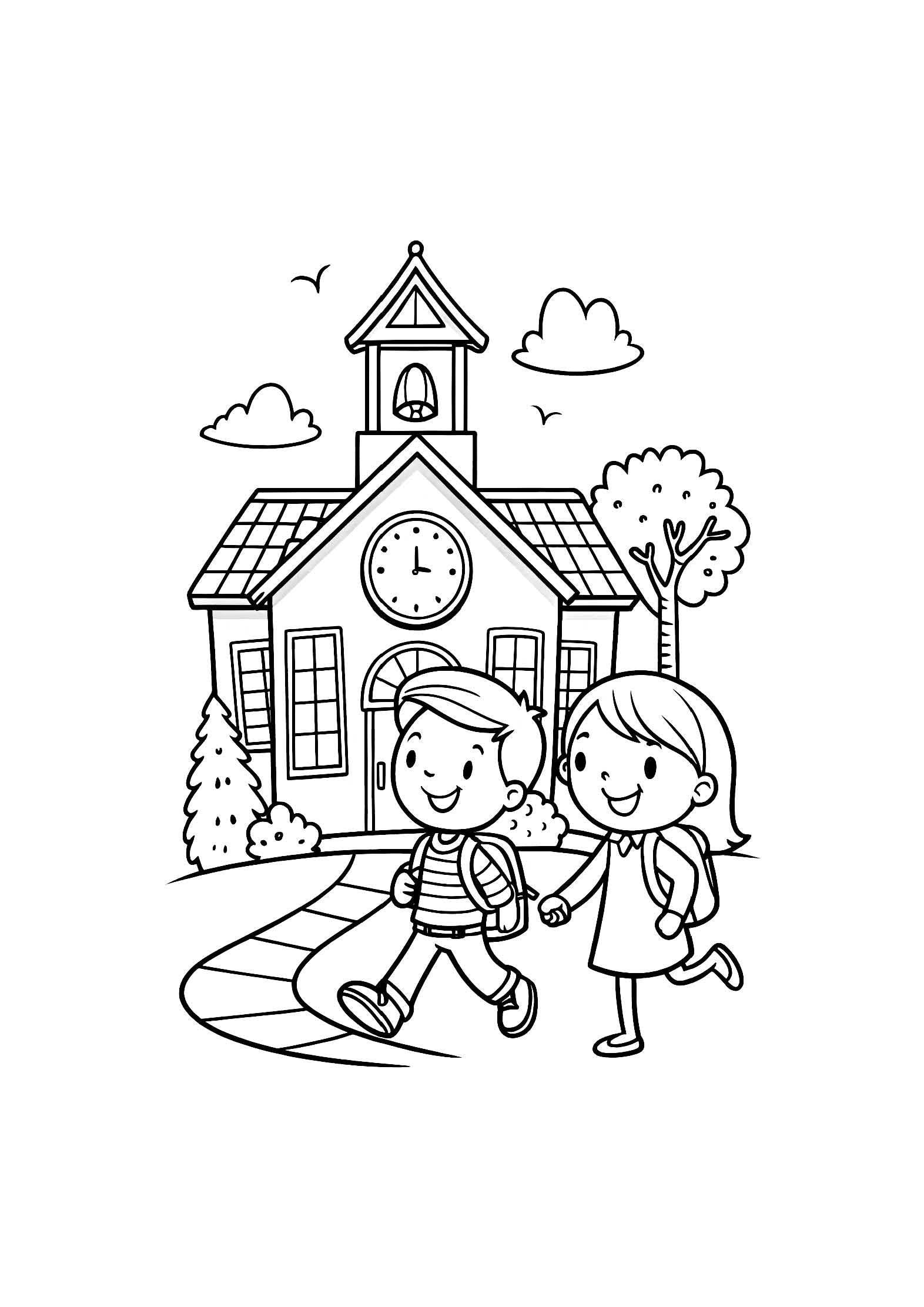 School Time Coloring Book for Kids – 20 Printable A4 Pages | Digital PDF Download