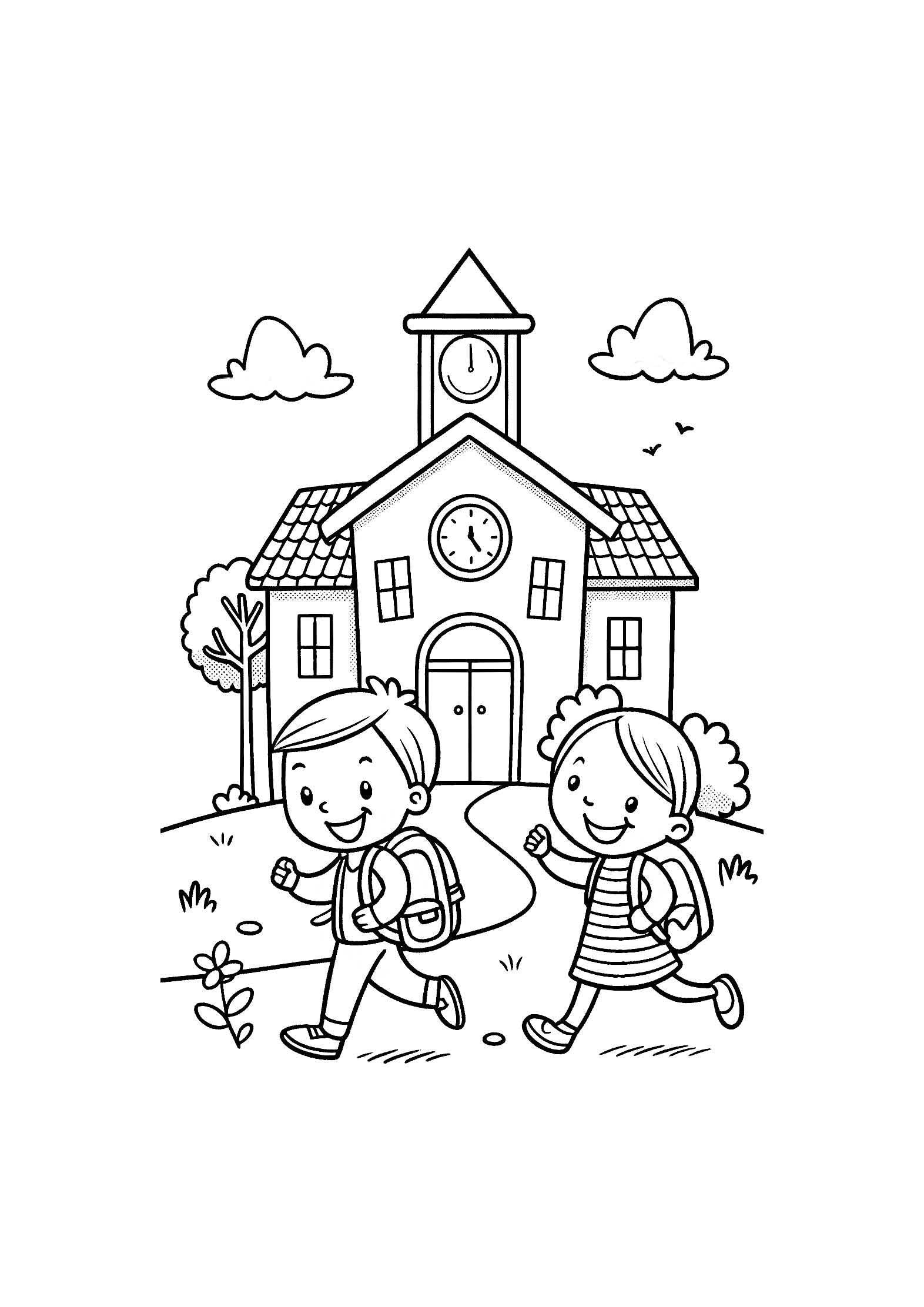 School Time Coloring Book for Kids – 20 Printable A4 Pages | Digital PDF Download