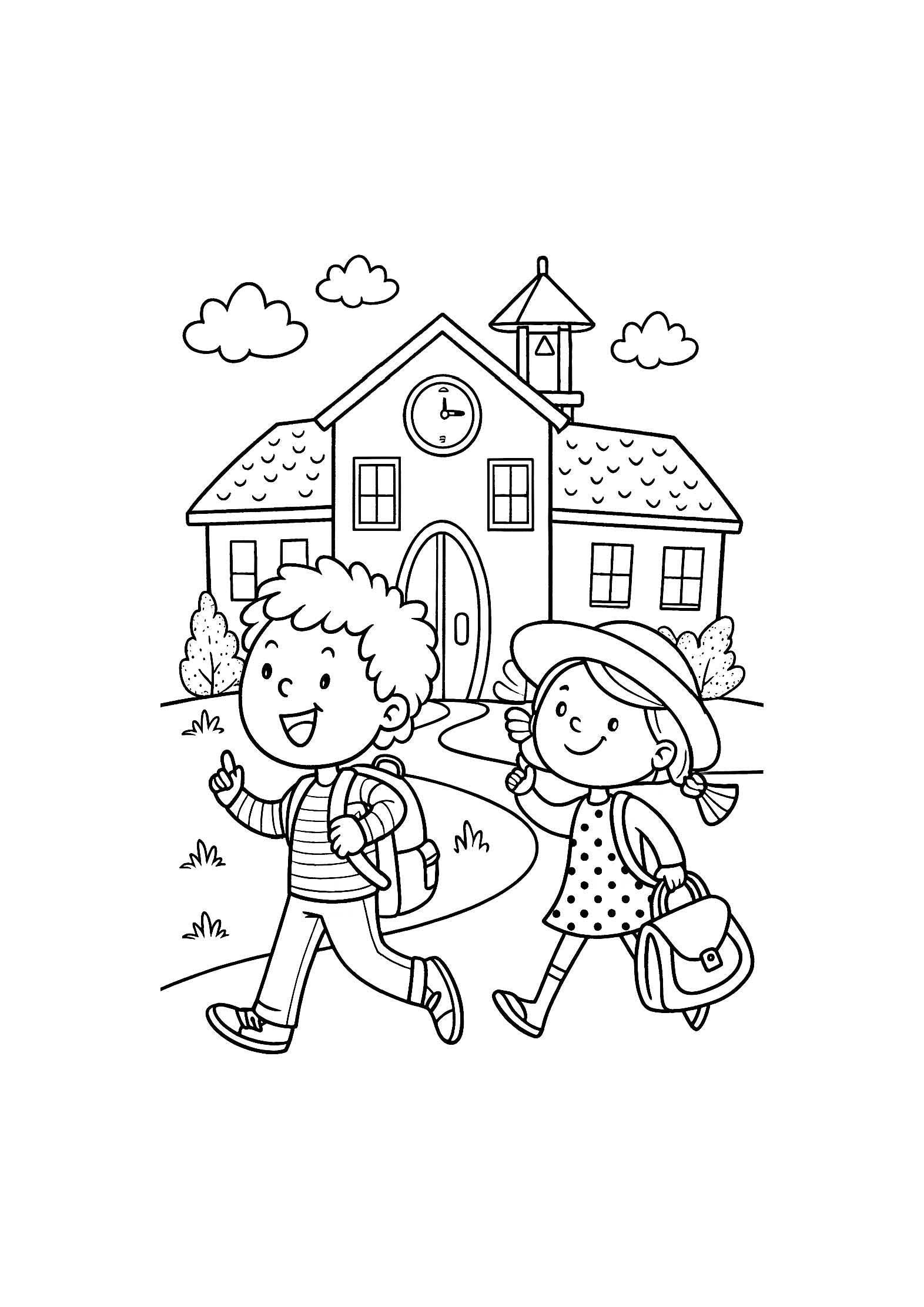 School Time Coloring Book for Kids – 20 Printable A4 Pages | Digital PDF Download