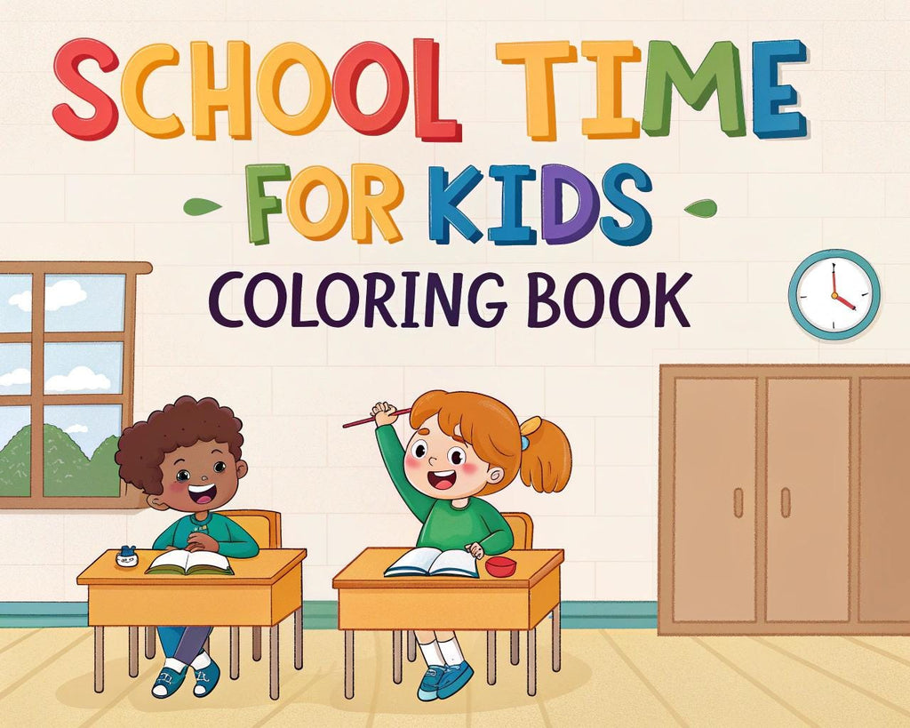 School Time Coloring Book for Kids – 20 Printable A4 Pages | Digital PDF Download