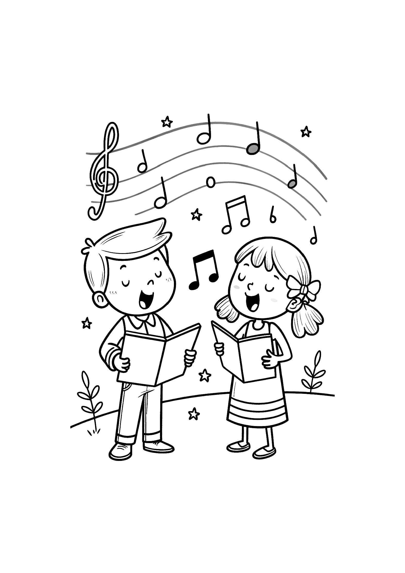 Music & Singing Coloring Book – 20 Printable A4 Pages | Digital PDF Download