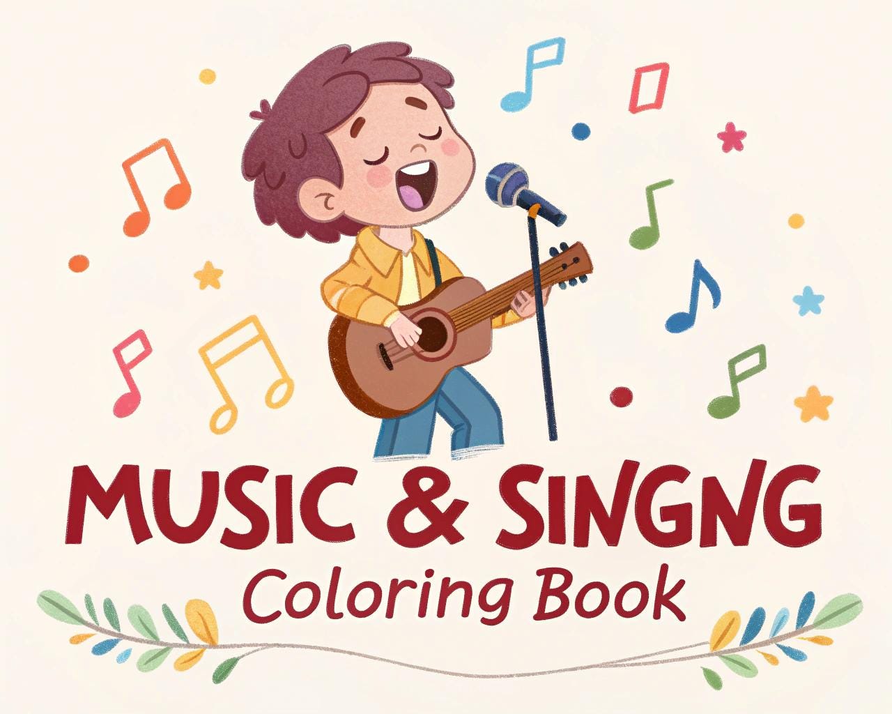 Music & Singing Coloring Book – 20 Printable A4 Pages | Digital PDF Download
