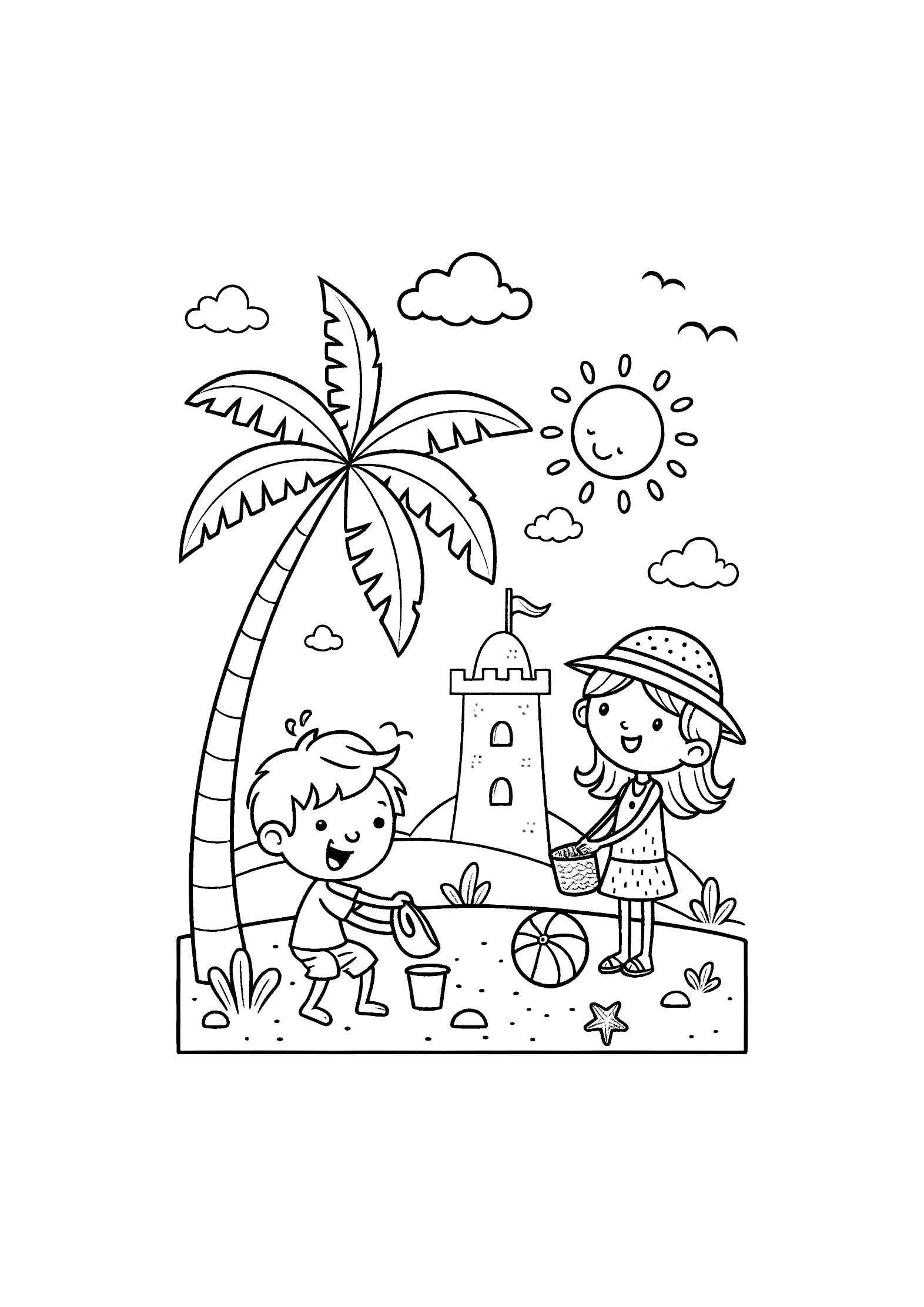 Summer Vacation Coloring Book – 20 Printable A4 Pages | Digital PDF Download