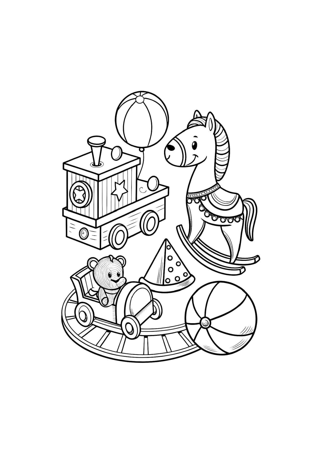 My Favorite Toys Coloring Book – 20 Printable A4 Pages | Digital PDF Download