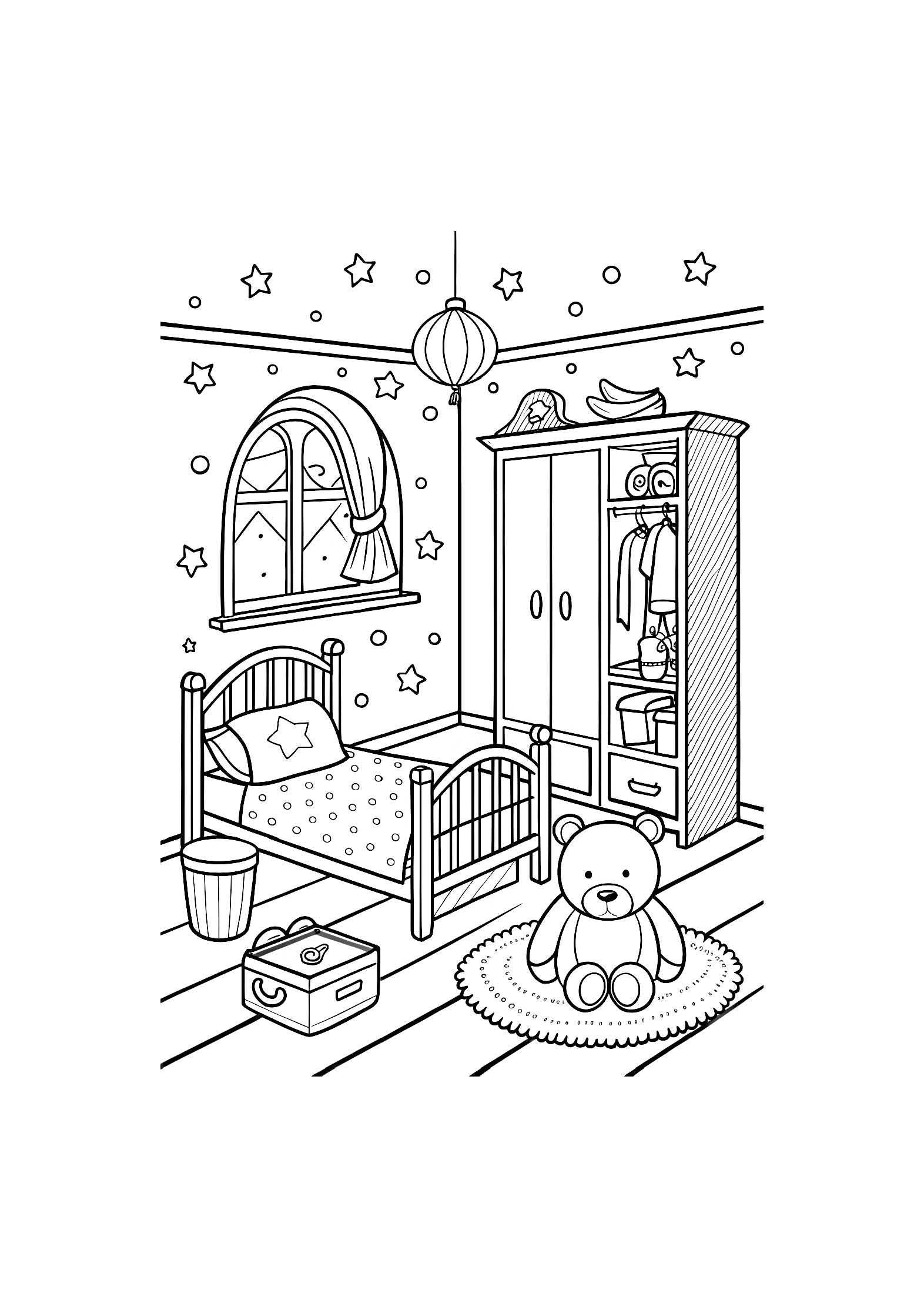 Things in My Room Coloring Book – 20 Printable A4 Pages | Digital PDF Download