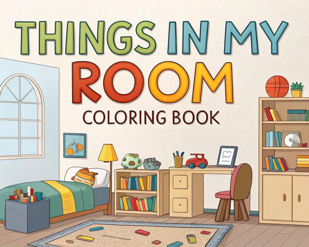 Things in My Room Coloring Book – 20 Printable A4 Pages | Digital PDF Download