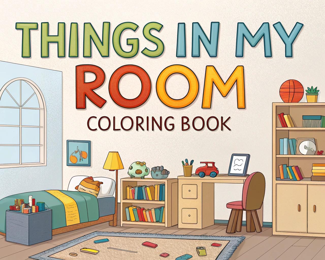 Things in My Room Coloring Book – 20 Printable A4 Pages | Digital PDF Download