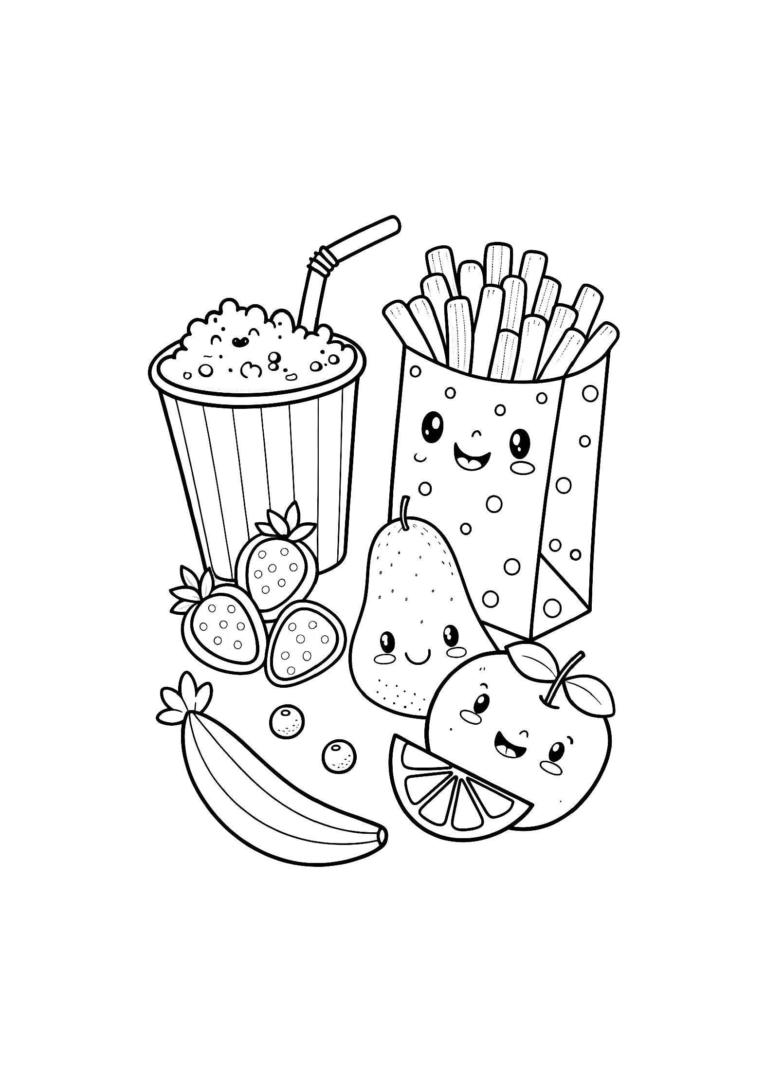 Food and Snacks Coloring Book – 20 Printable A4 Pages | Digital PDF Download