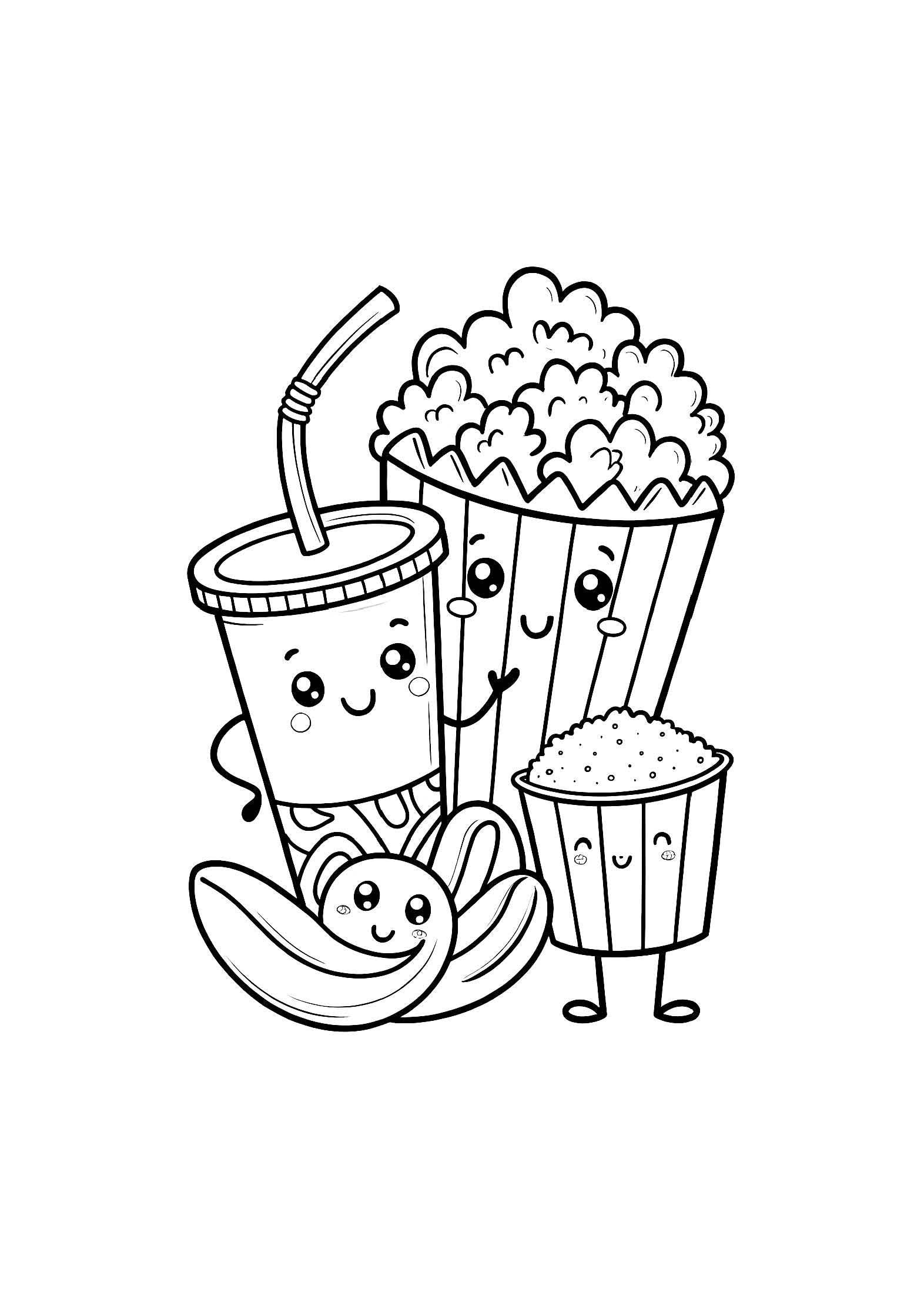 Food and Snacks Coloring Book – 20 Printable A4 Pages | Digital PDF Download