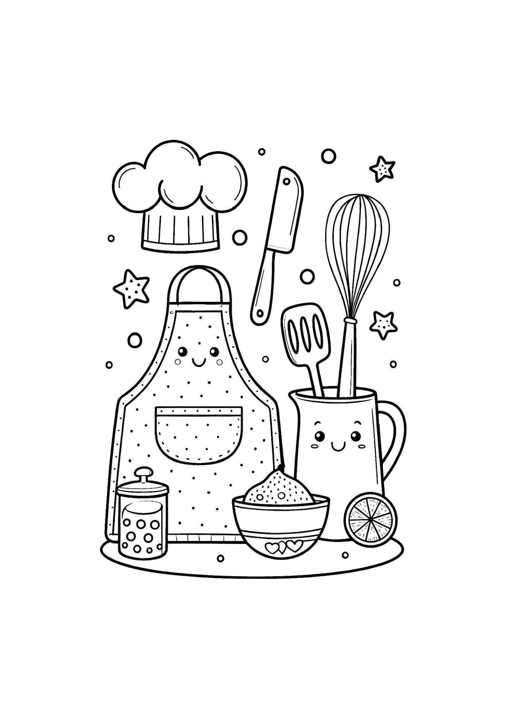 Kitchen Things Coloring Book – 20 Printable A4 Pages | Digital PDF Download