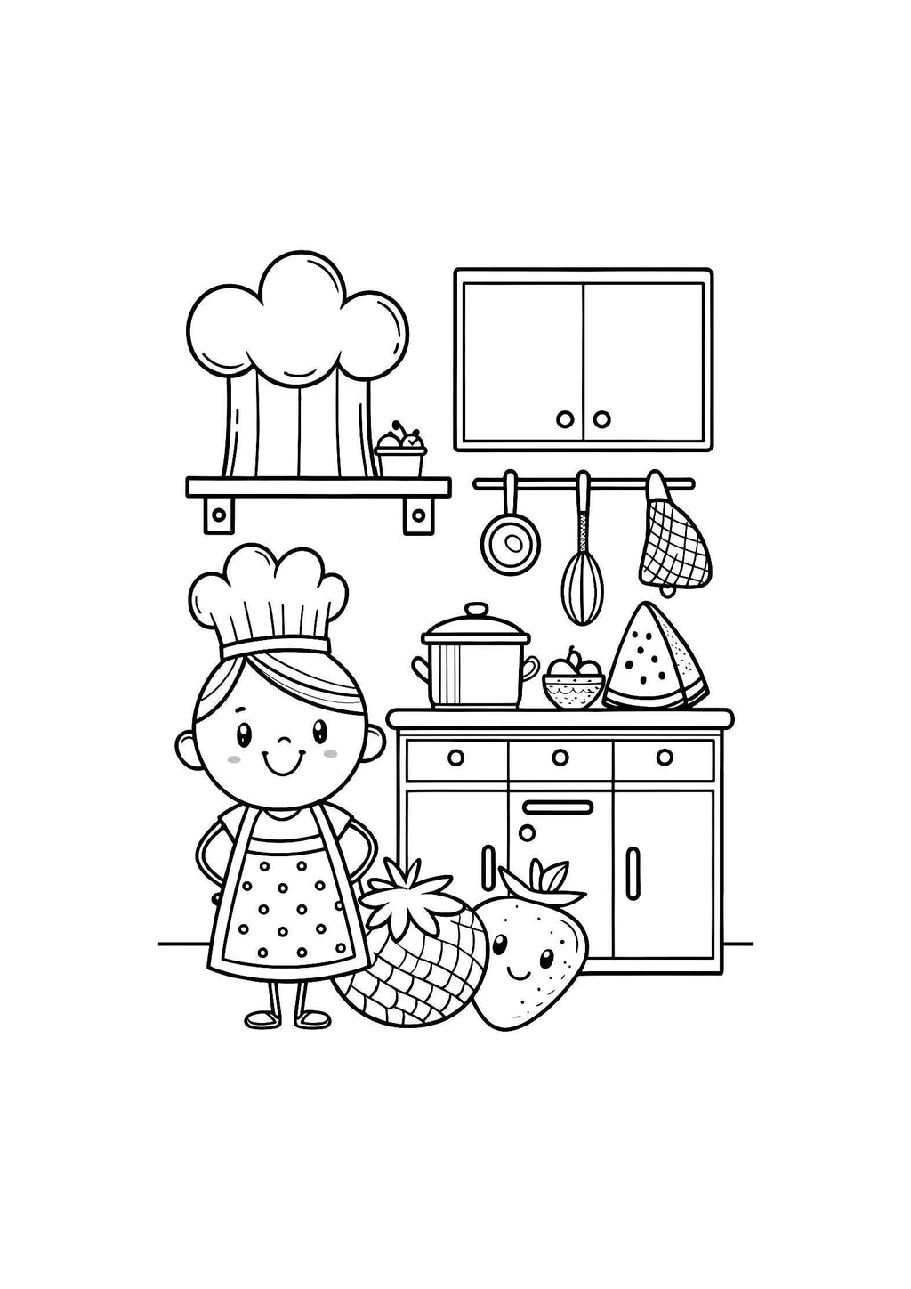 Kitchen Things Coloring Book – 20 Printable A4 Pages | Digital PDF Download
