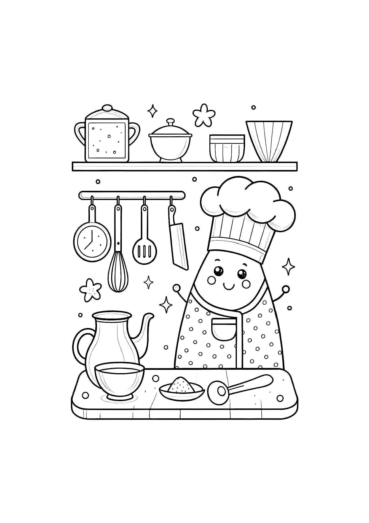 Kitchen Things Coloring Book – 20 Printable A4 Pages | Digital PDF Download