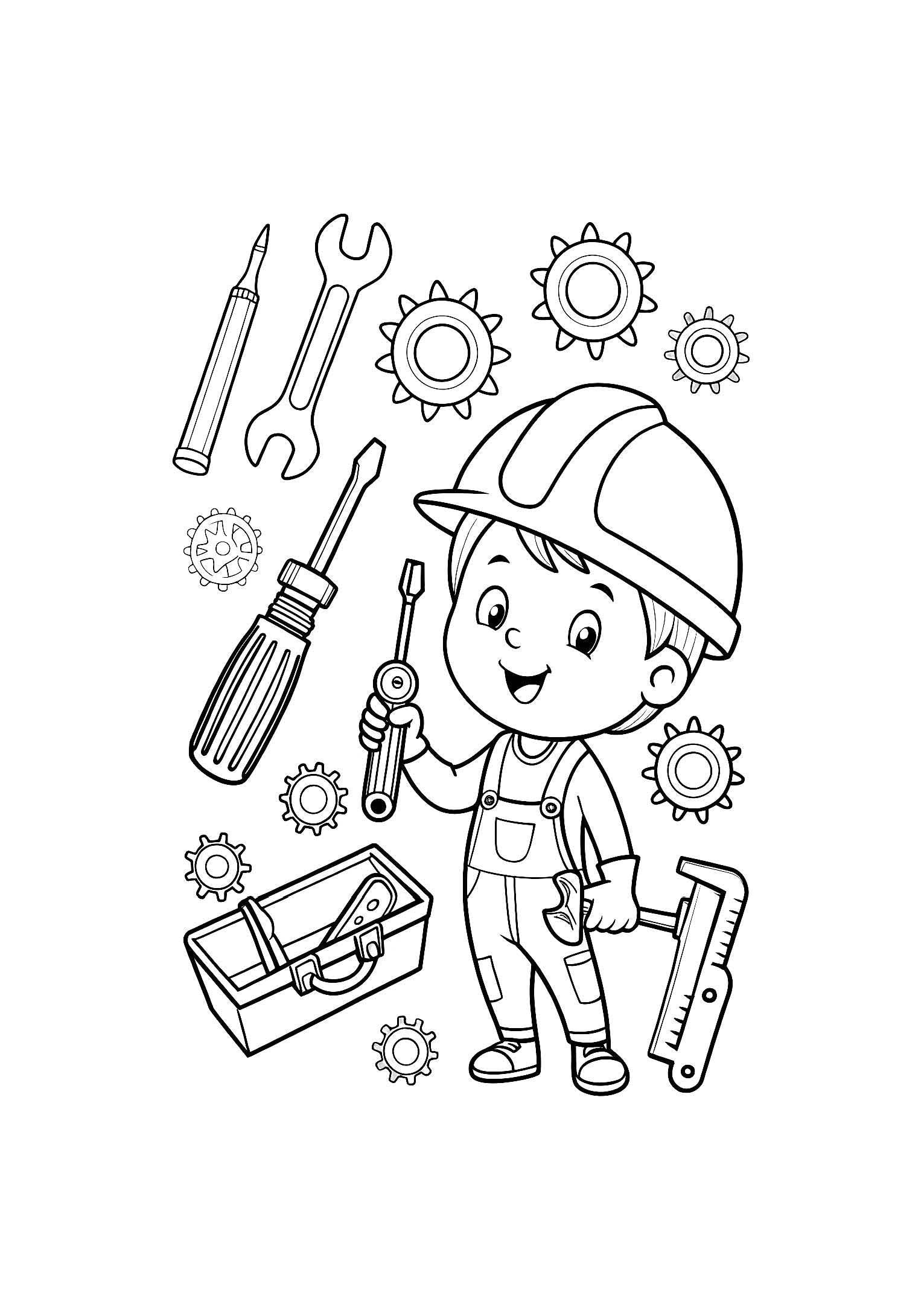 Tools and Gadgets Coloring Book for Kids – 20 Printable A4 Pages – Fun and Educational Tool Illustrations – Digital PDF Download