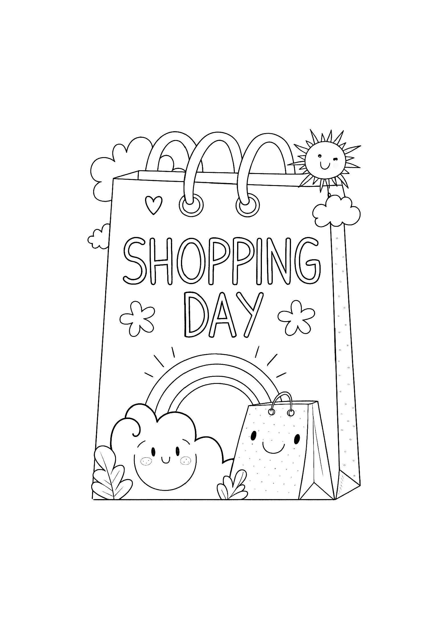 Shopping Day Coloring Book for Kids – 20 Printable A4 Pages – Fun and Educational Shopping Illustrations – Digital PDF Download