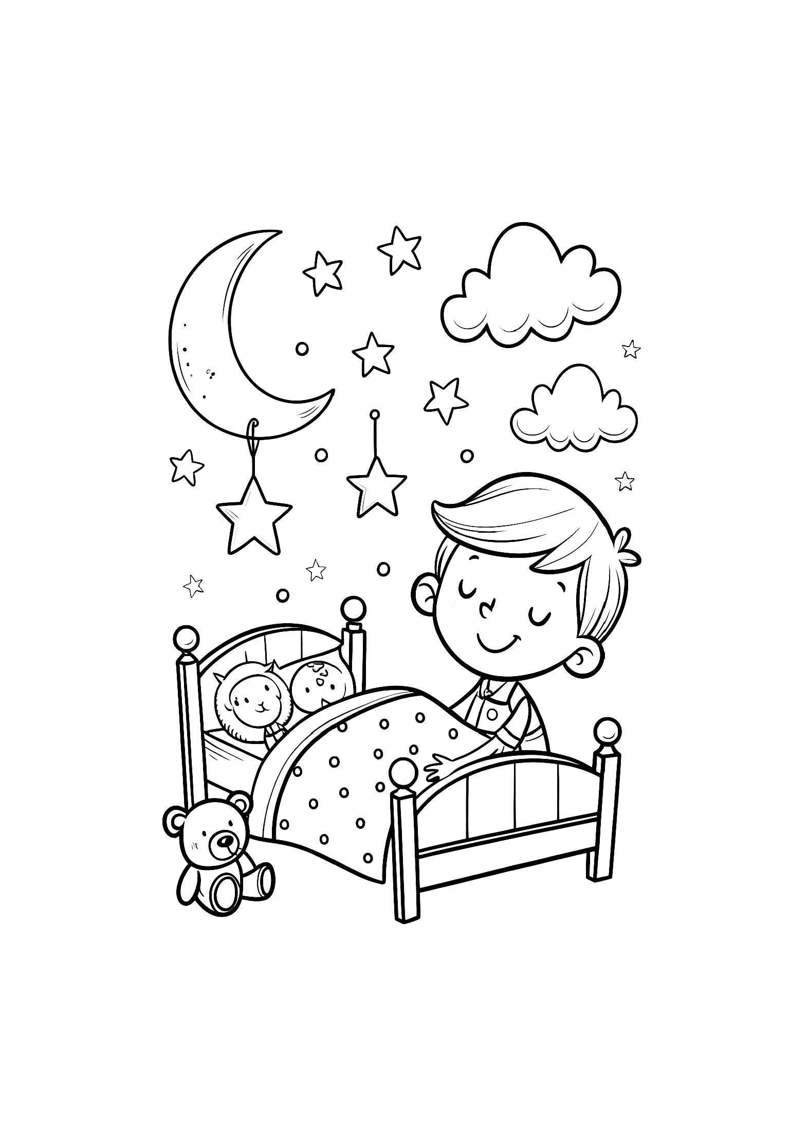 Bedtime & Dreams Coloring Book for Kids – 20 Printable A4 Pages – Peaceful and Imaginative Sleep-Themed Illustrations – Digital PDF Download
