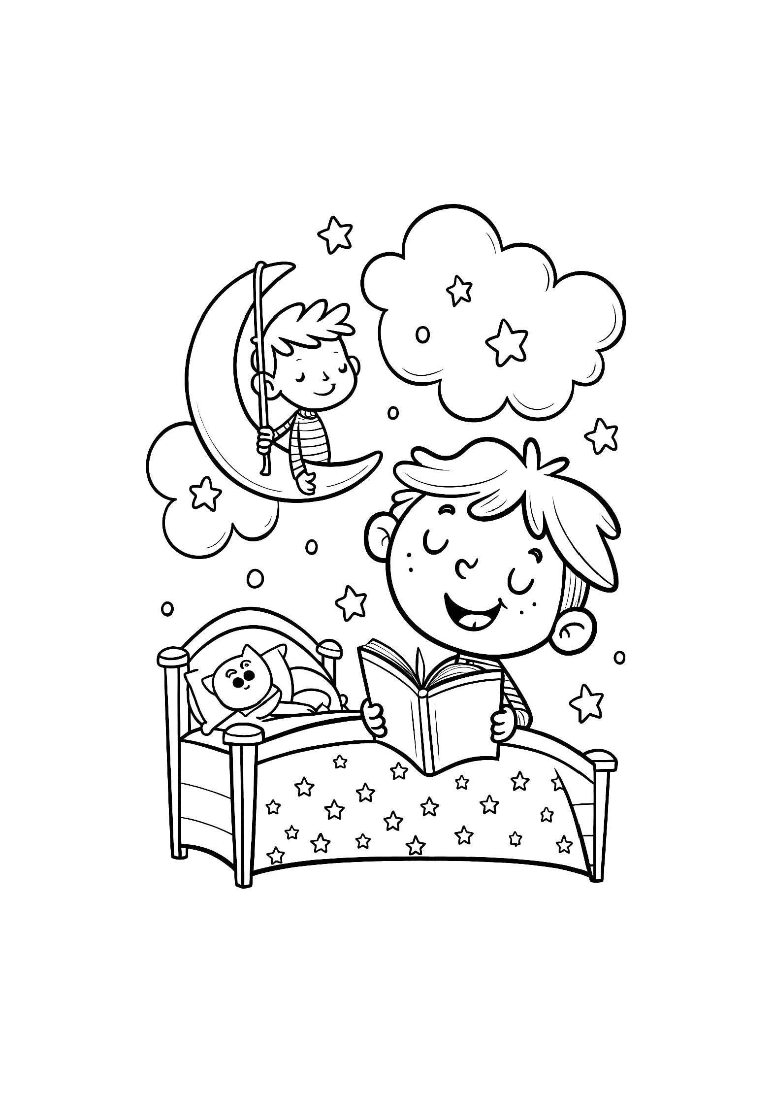 Bedtime & Dreams Coloring Book for Kids – 20 Printable A4 Pages – Peaceful and Imaginative Sleep-Themed Illustrations – Digital PDF Download