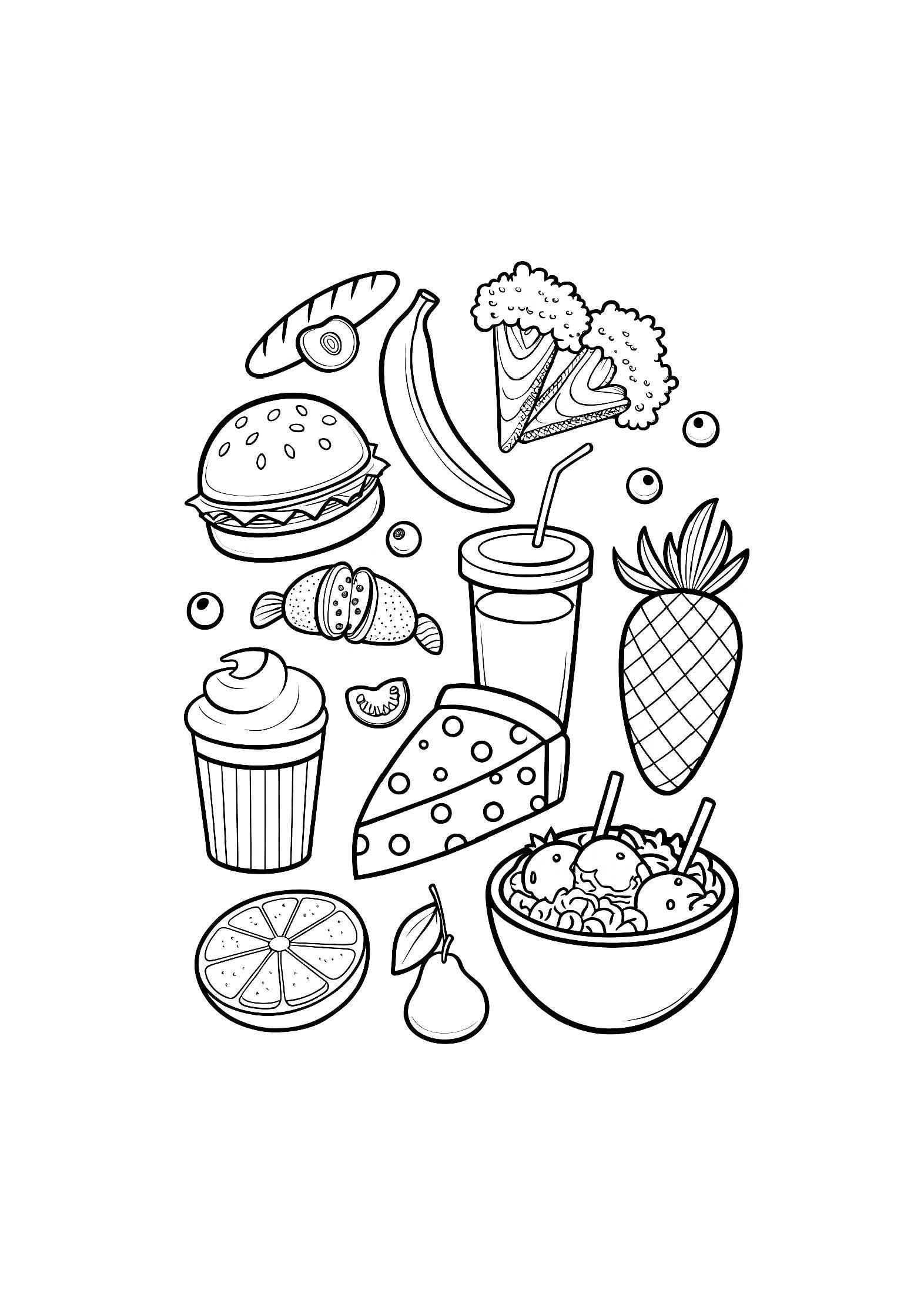 International Foods Coloring Book for Kids – 20 Printable A4 Pages – Delicious Dishes from Around the World – Digital PDF Download