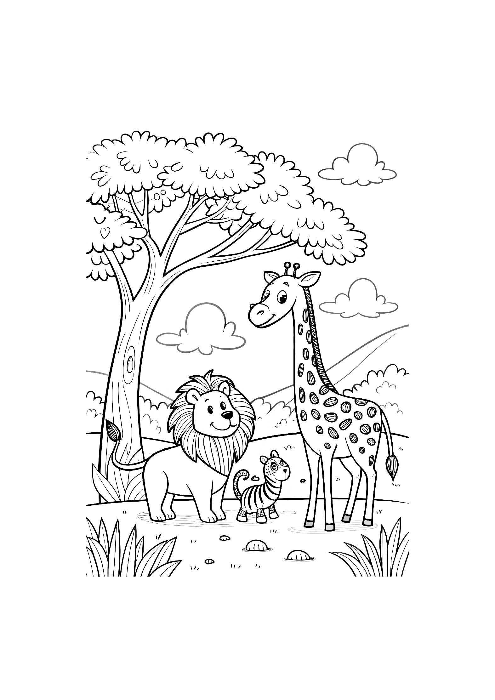 African Wildlife Coloring Book for Kids – 20 Printable A4 Pages – Explore Majestic Animals of Africa – Digital PDF Download