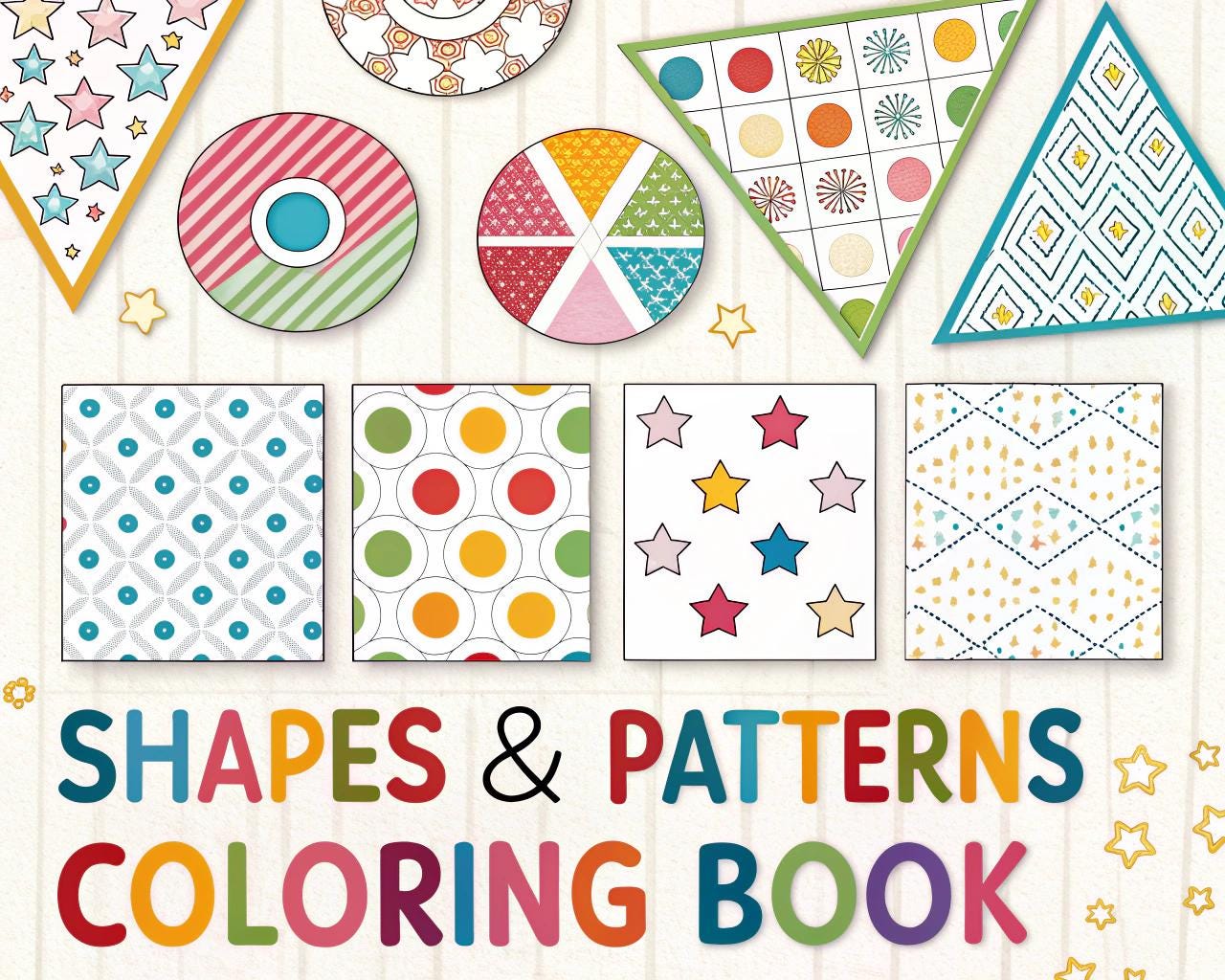 Shapes & Patterns Coloring Book for Kids – 20 Printable A4 Pages – Fun and Educational Coloring Pages – Digital PDF Download